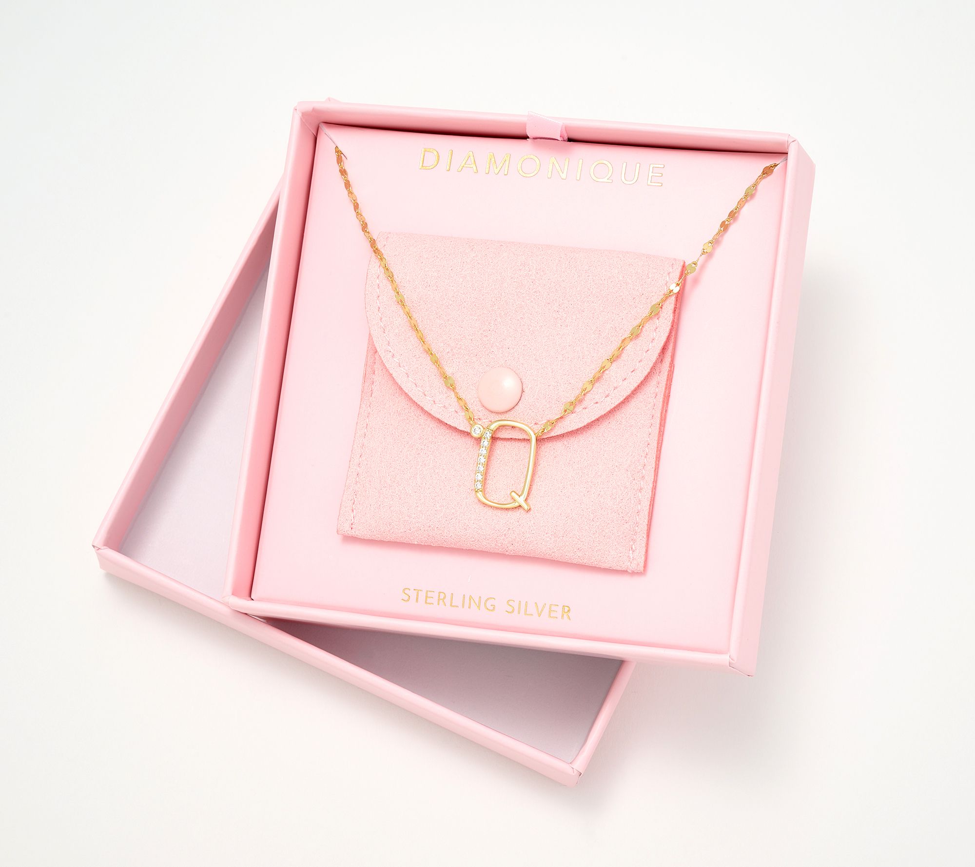 Diamonique 14K Gold Plated Sterling Silver Boxed Initial Necklace