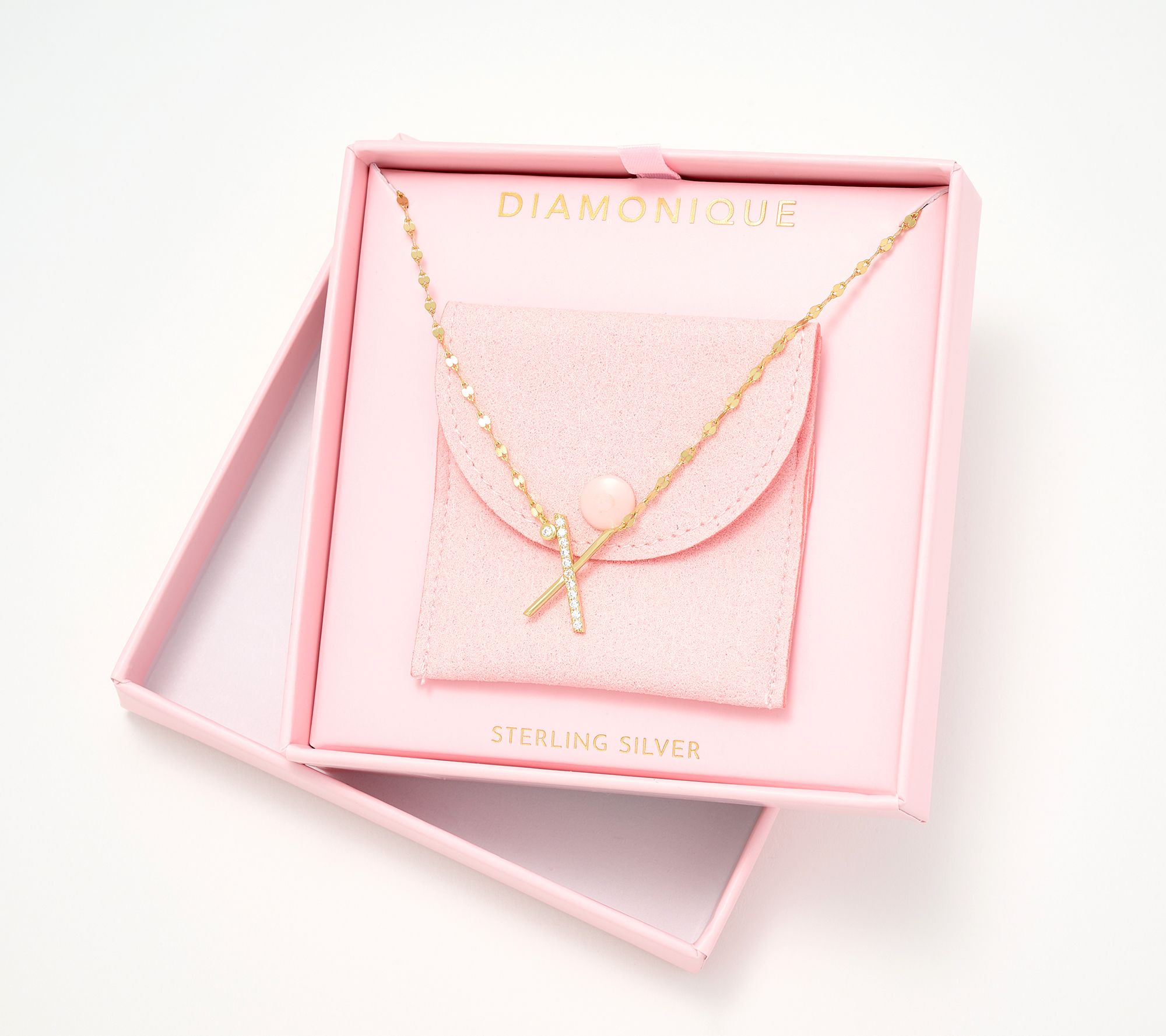 Diamonique 14K Gold Plated Sterling Silver Boxed Initial Necklace
