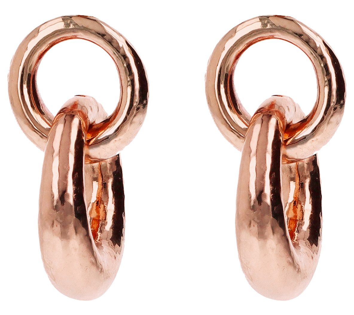 Louis Dell'Olio Bronze Hammered Double Round Link Earrings
