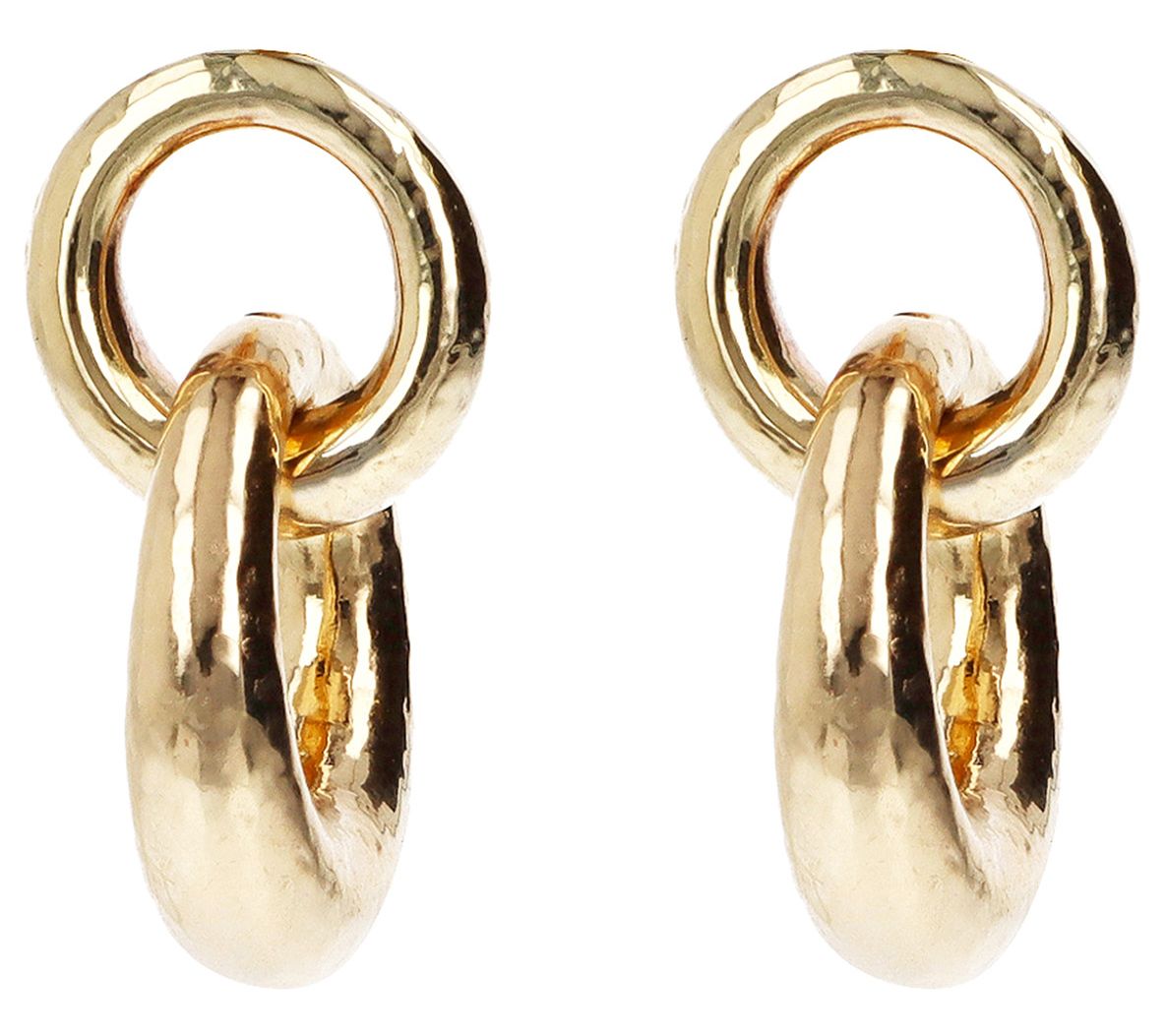 Louis Dell'Olio Bronze Hammered Double Round Link Earrings
