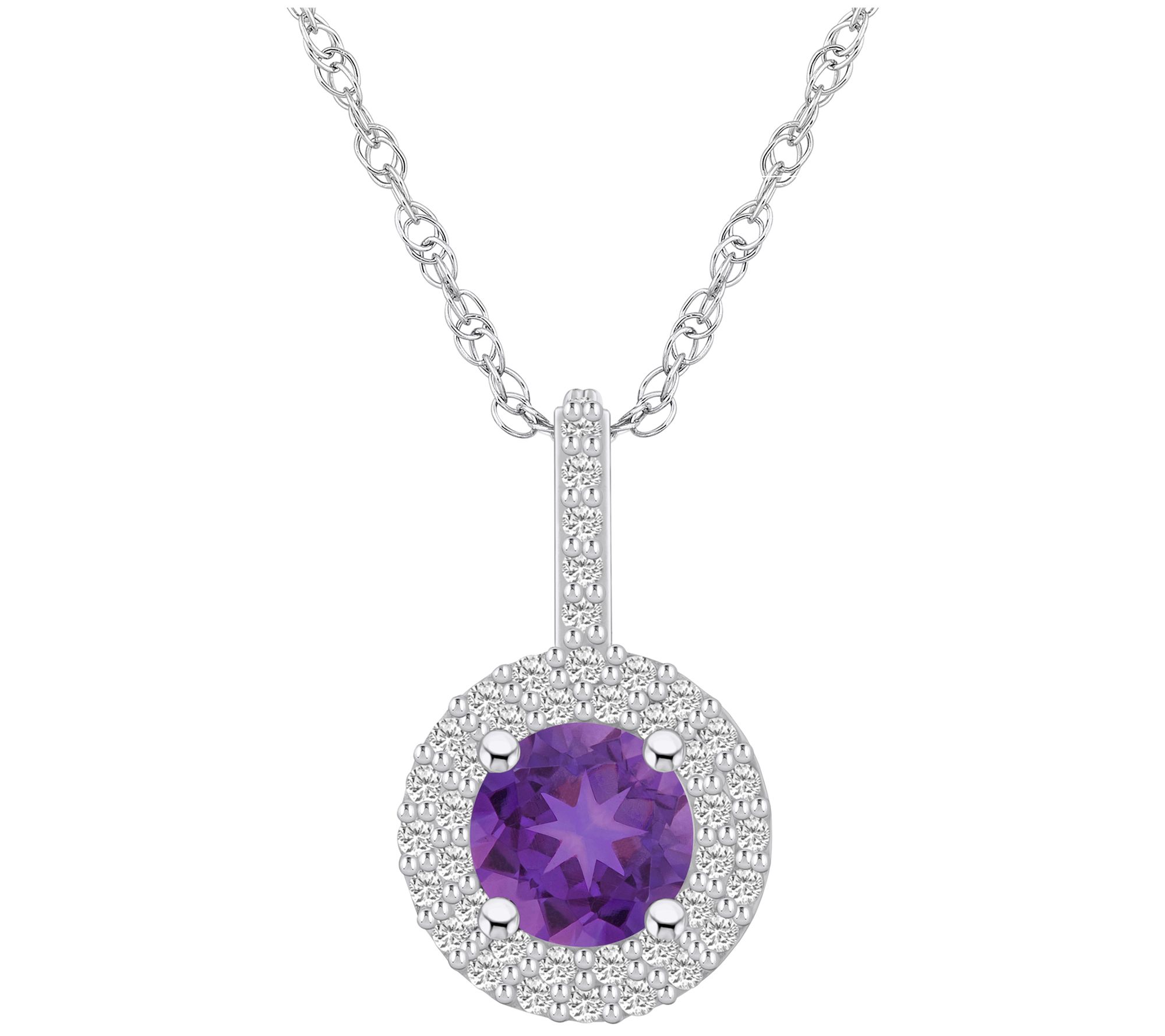 Affinity Gems Gemstone & Diamond Double Halo Necklace, 14K