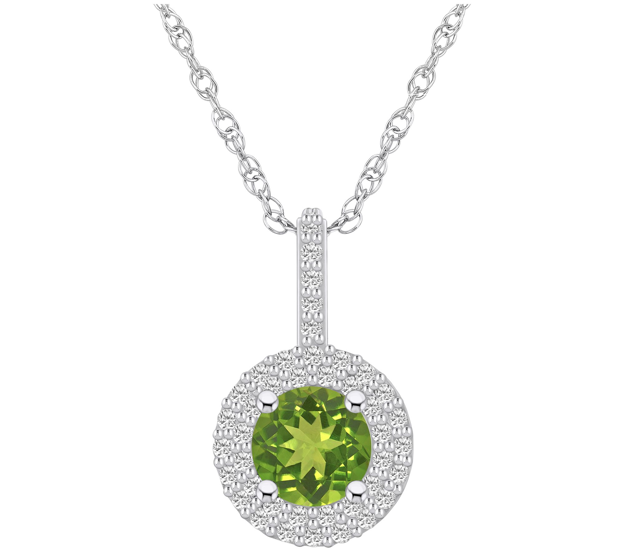 Affinity Gems Gemstone & Diamond Double Halo Necklace, 14K