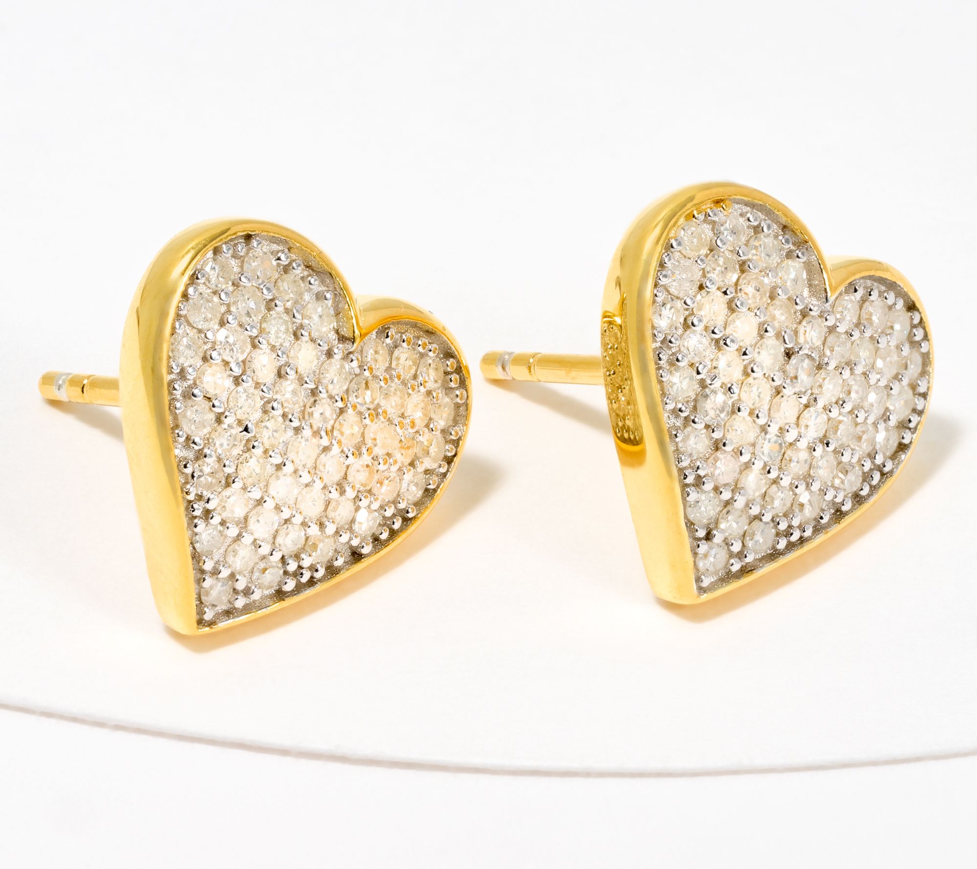 "As Is" Affinity Diamonds Heart Stud Earrings 0.50cttw, Sterl