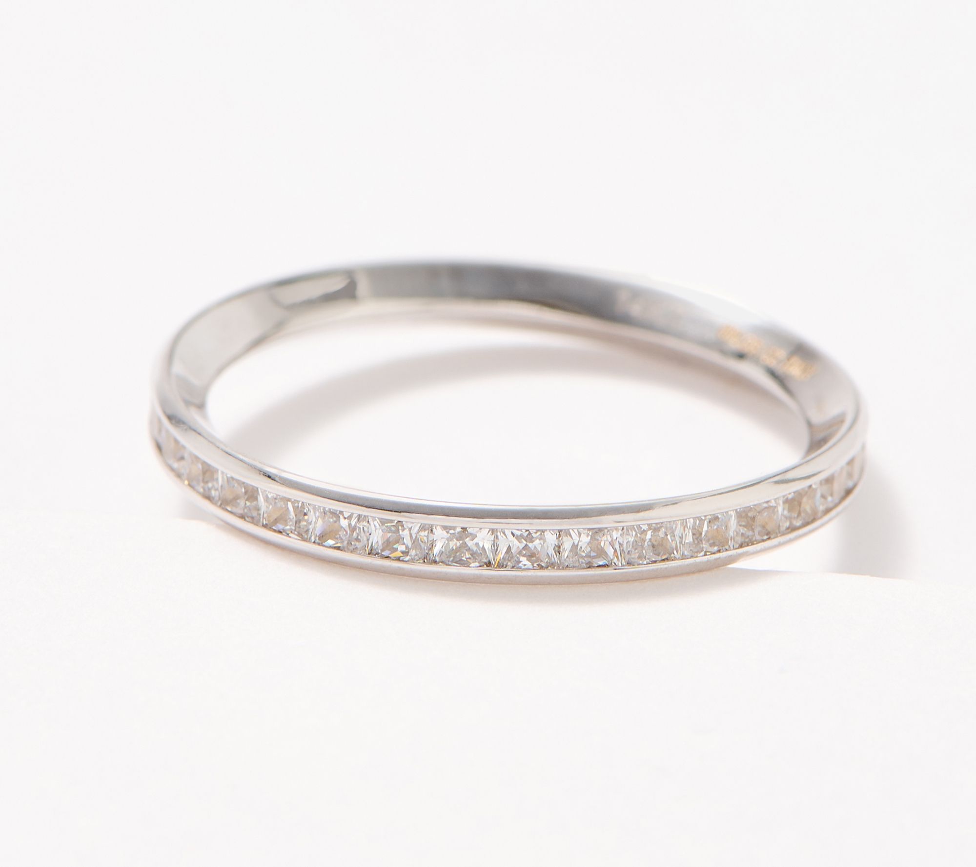 "As Is" Diamonique Italia Princess Cut Channel Set Band Ring, 14K