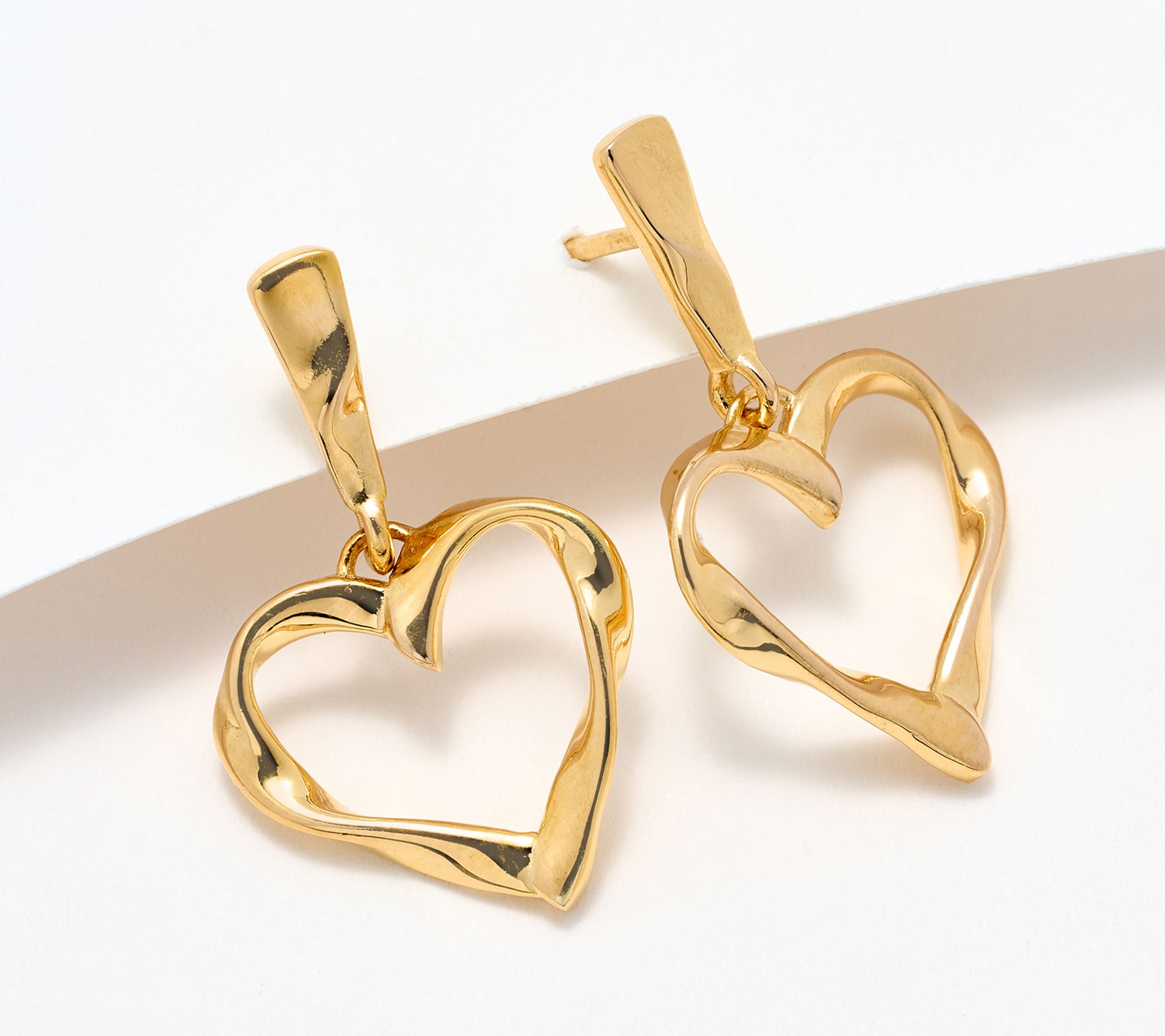 Christian James by Scott Grimes 14K Gold Clad 1" Ripple Heart Earrings