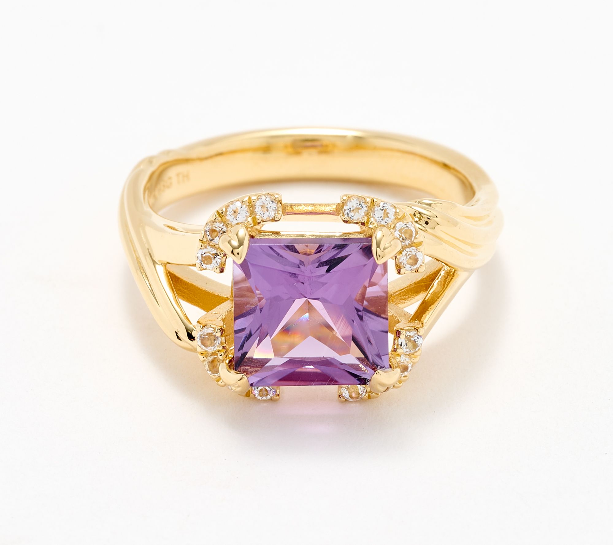 Christian James by Scott Grimes 14K Gold Clad Princess Cut Ripple Ring