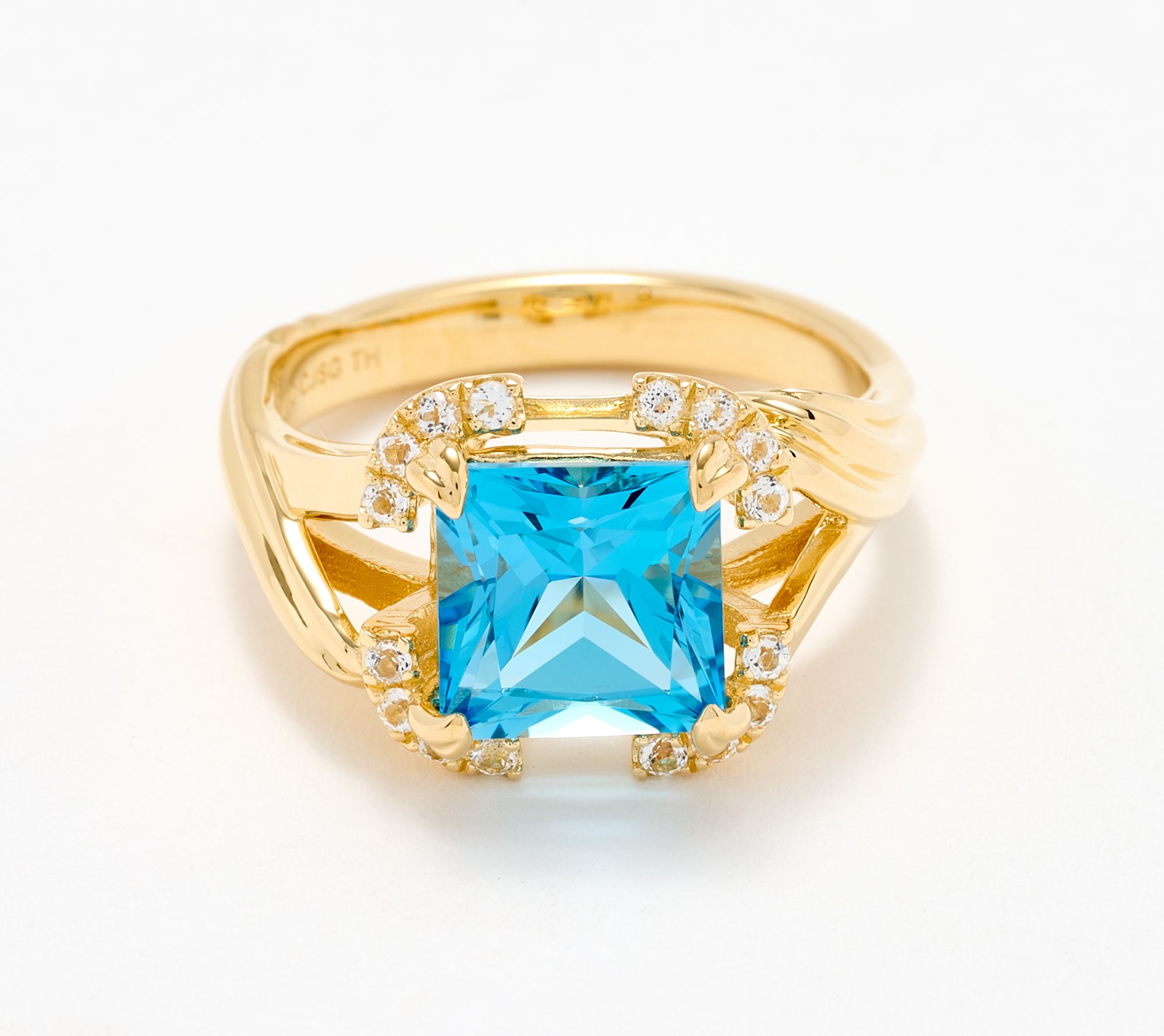 Christian James by Scott Grimes 14K Gold Clad Princess Cut Ripple Ring