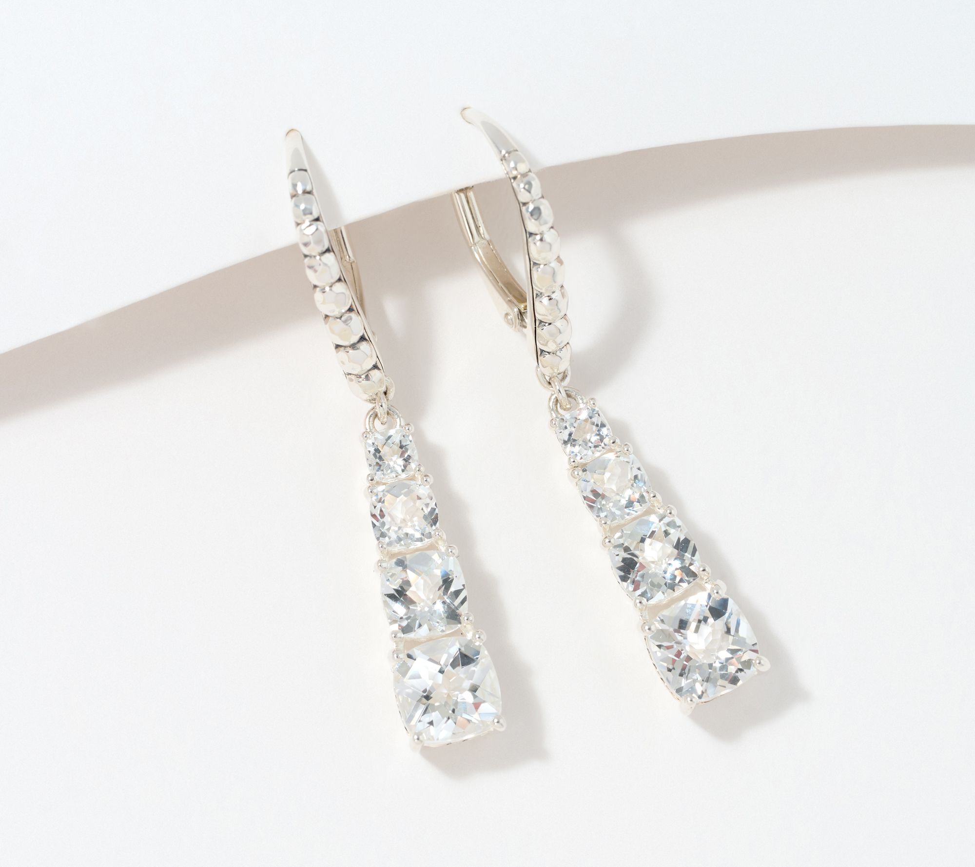 JAI Sterling Silver Gemstone and Hammered Bead Earrings