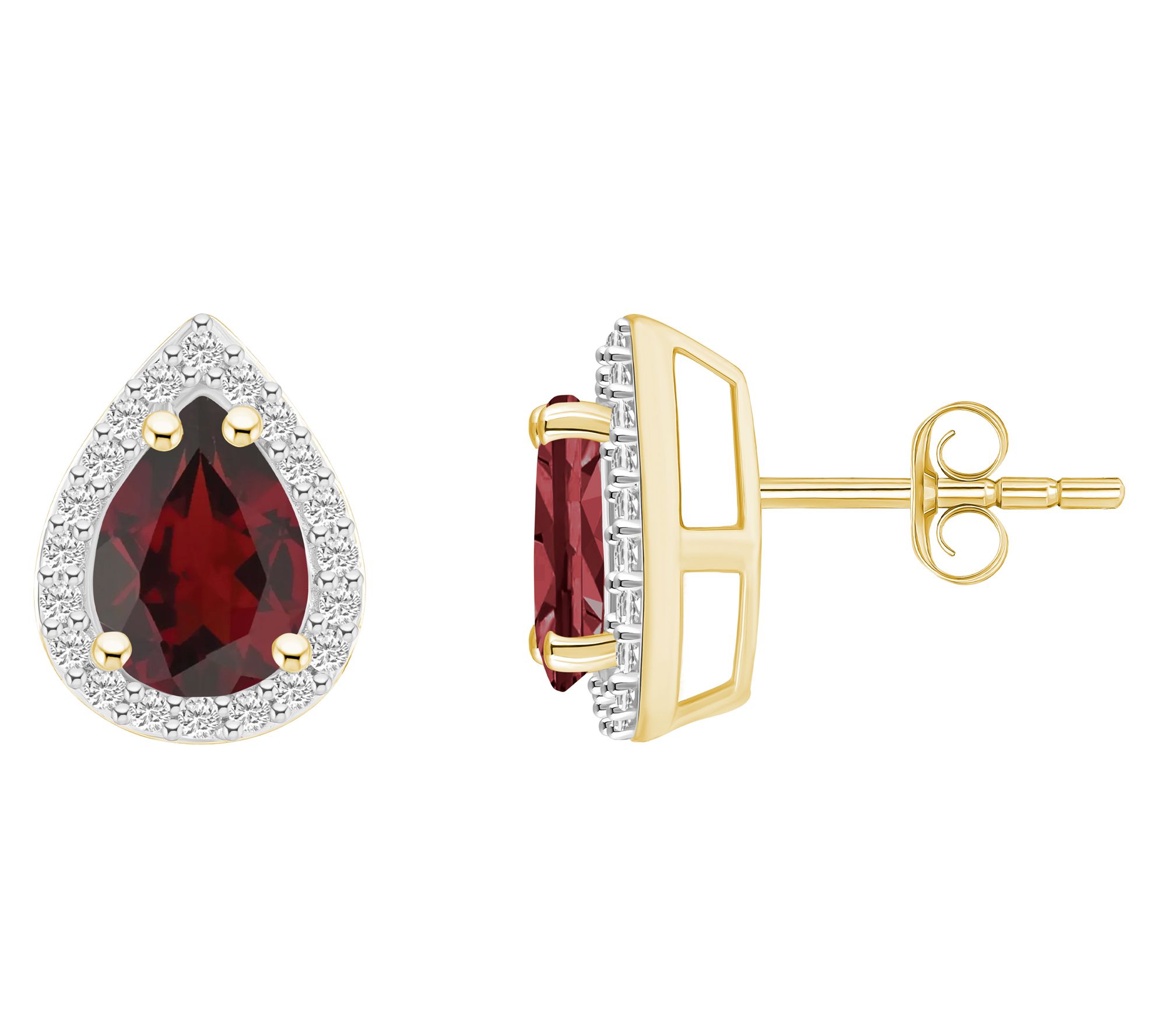 Affinity Gems Pear Gemstone Halo Stud Earrings,10K Gold