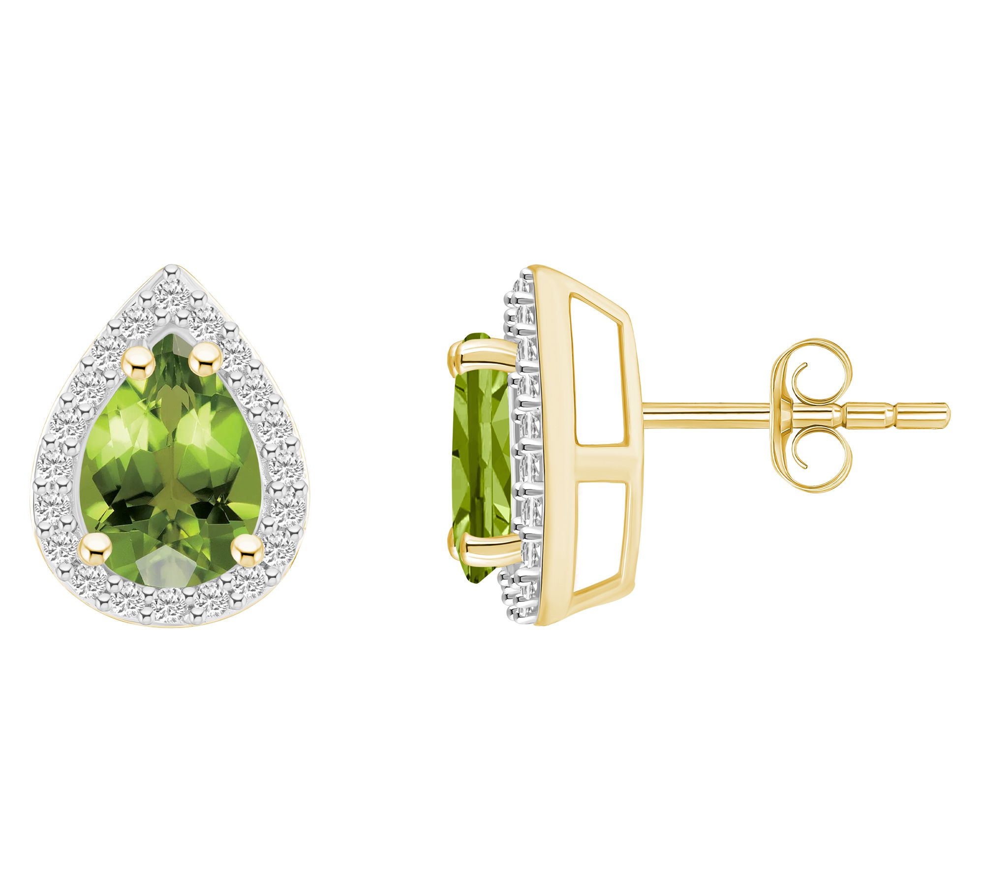 Affinity Gems Pear Gemstone Halo Stud Earrings,10K Gold