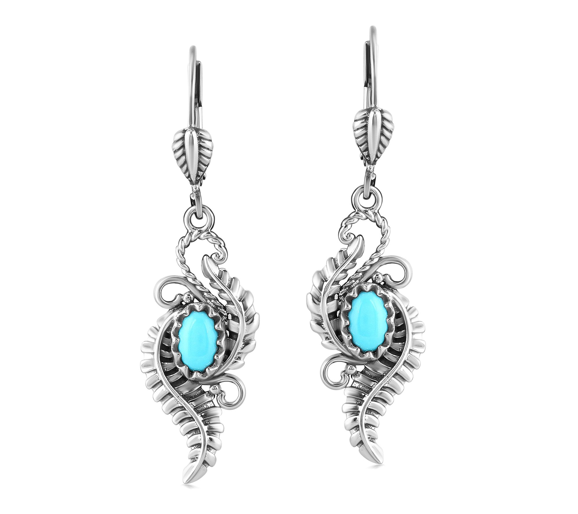 American West Sterling Vine & Leaf Gemstone Earrings