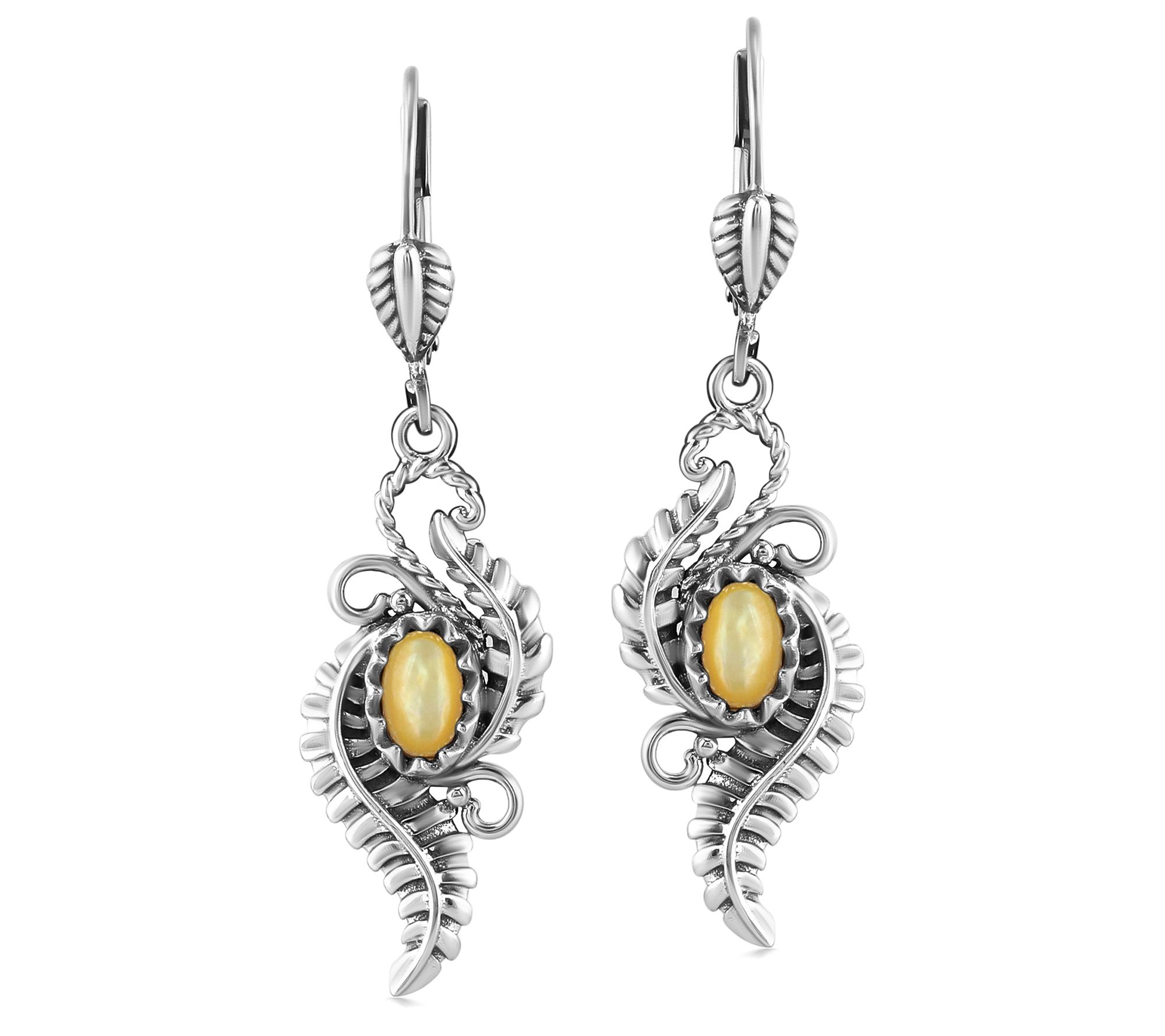 American West Sterling Vine & Leaf Gemstone Earrings