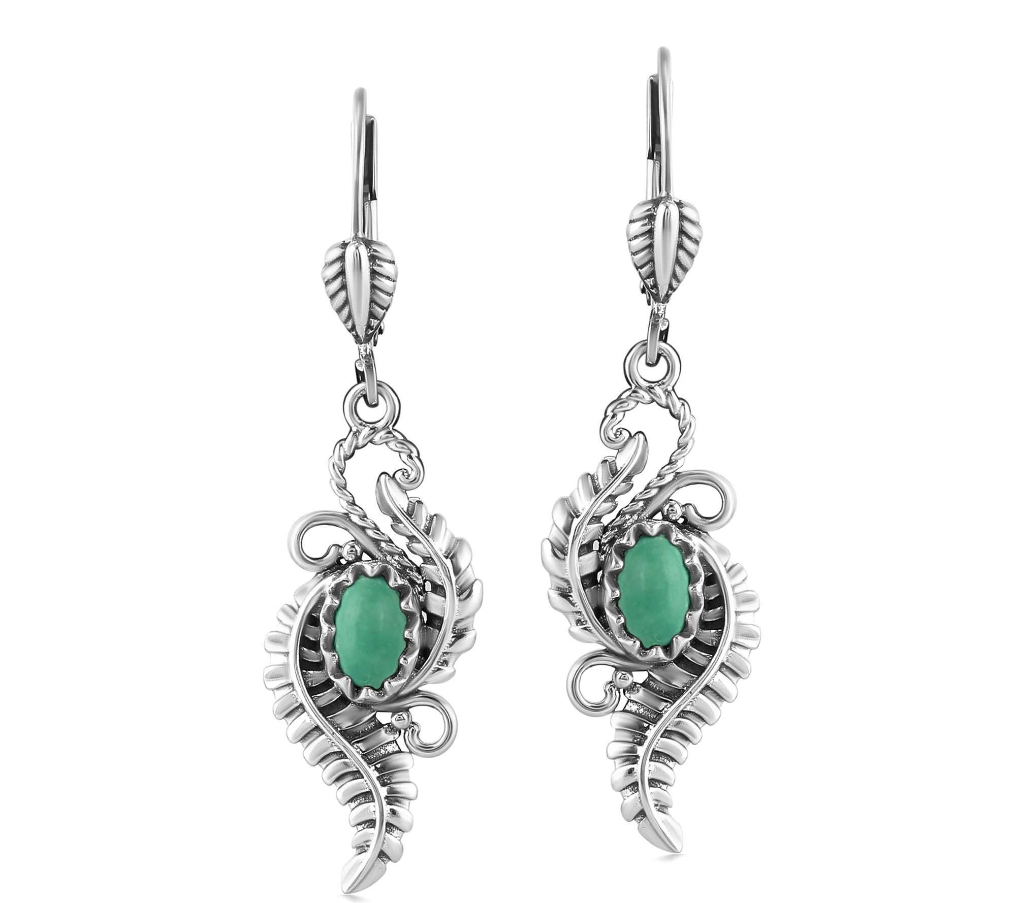 American West Sterling Vine & Leaf Gemstone Earrings