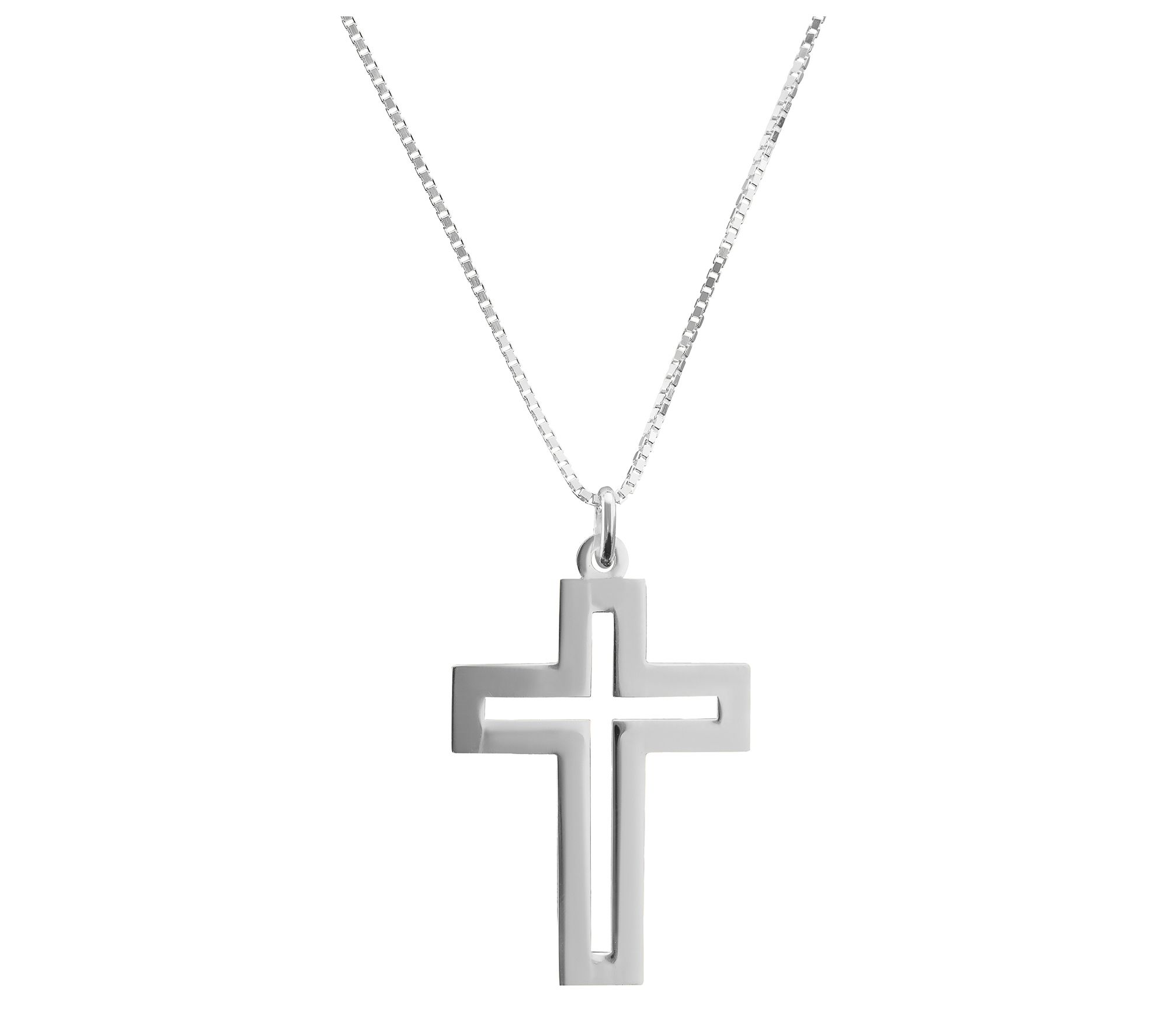 Ultrafine 950 Silver Polished Cross Pendant w/Necklace