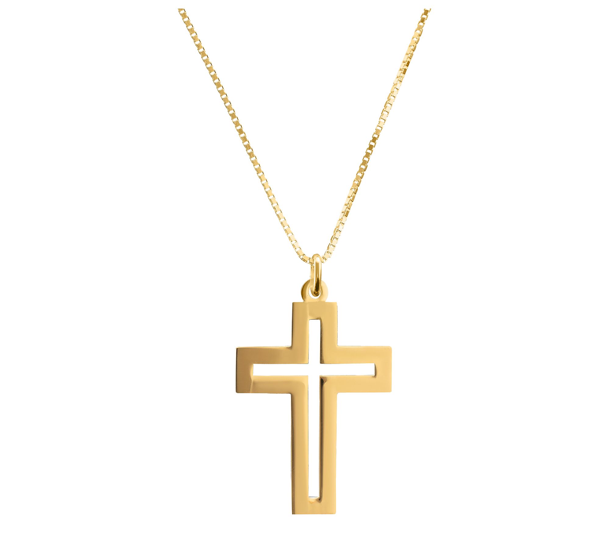 Ultrafine 950 Silver Polished Cross Pendant w/Necklace