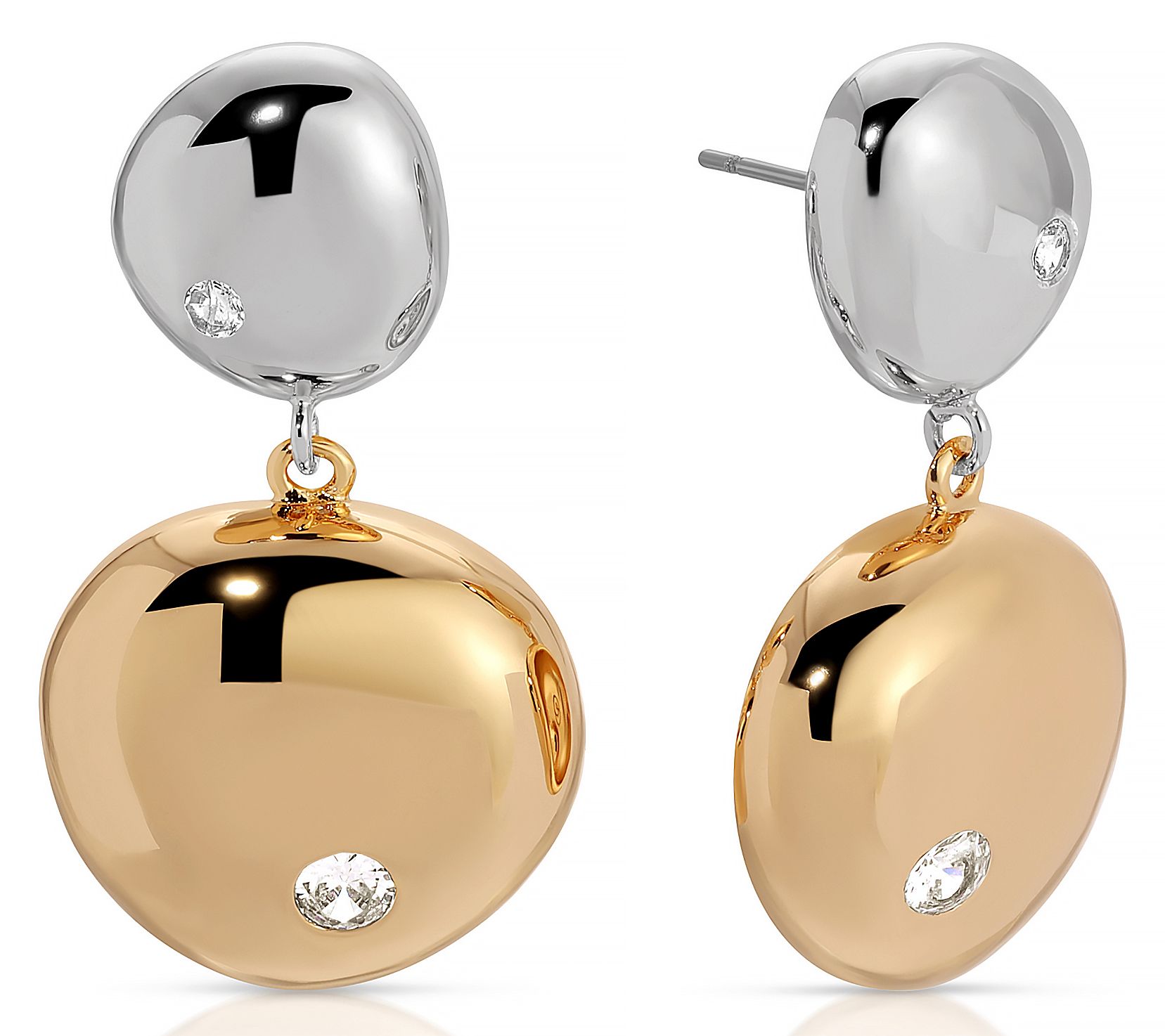 Ettika Polished Double Pebble Drop Earrings