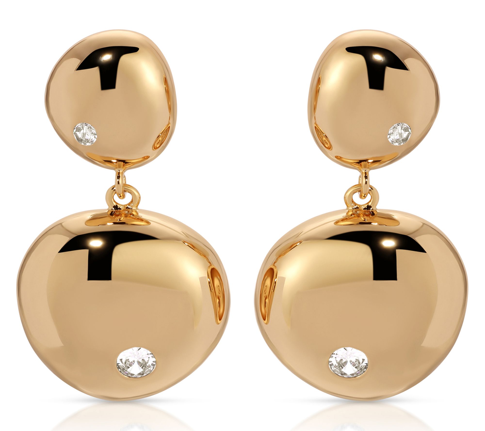 Ettika Polished Double Pebble Drop Earrings