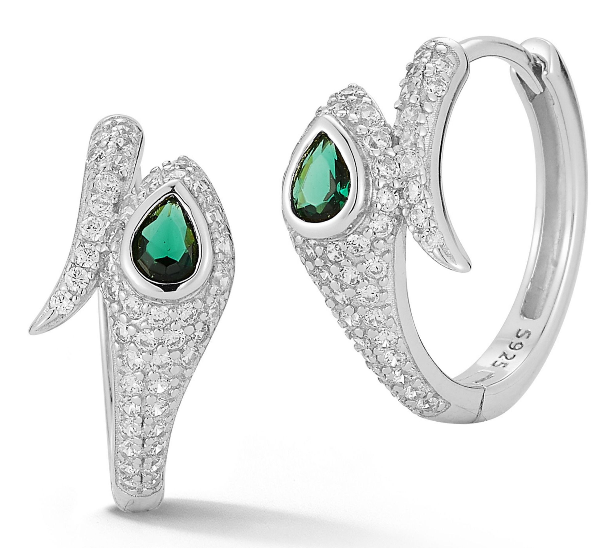 Rachel Zoe Pave Snake Huggie Hoop Earrings, Sterling