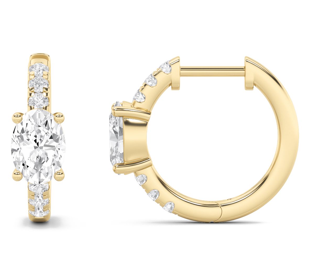 Fire Light 1.50 cttw Lab Grown Diamond Oval Hoop Earrings, 14K
