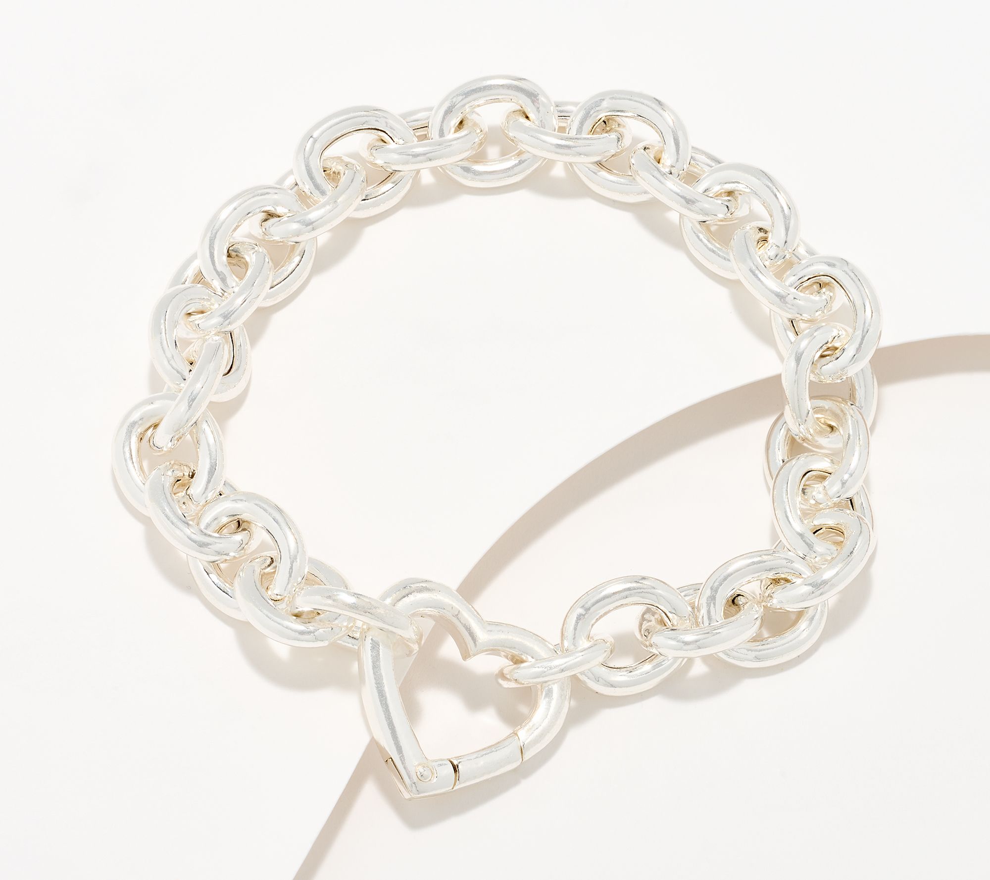 "As Is" UltraFine 950 Silver Heart Closure Choice Chain Bracelet