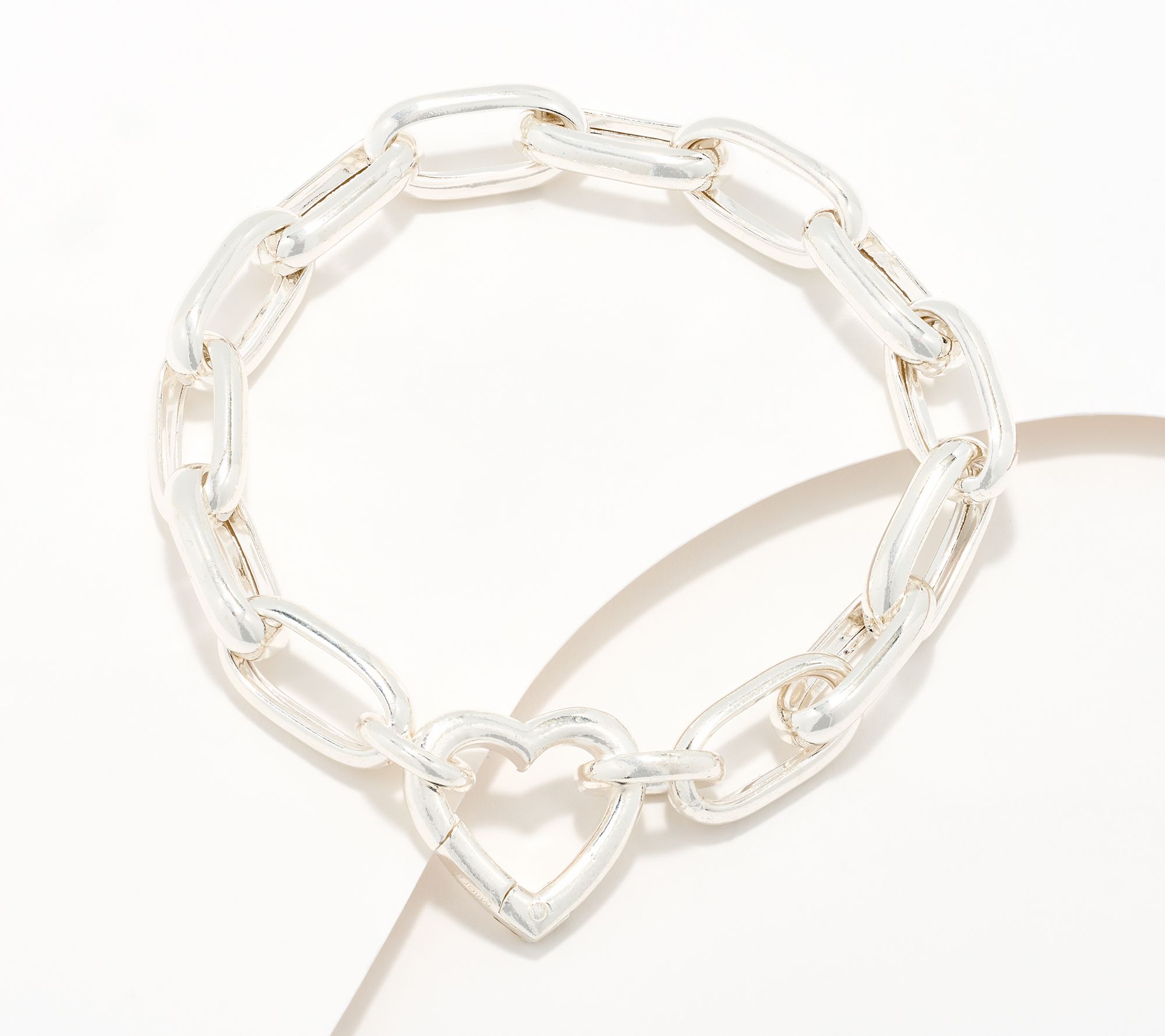 "As Is" UltraFine 950 Silver Heart Closure Choice Chain Bracelet