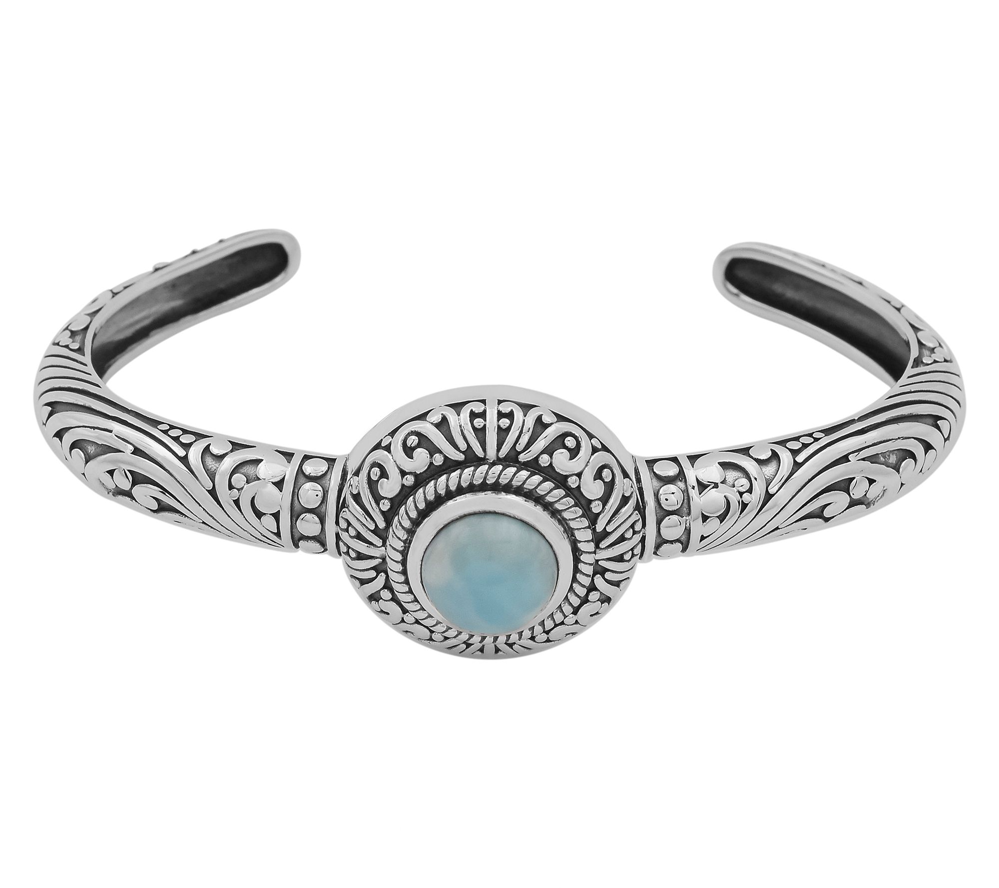 Artisan Crafted Sterling Silver Oxidized Larimar Cuff