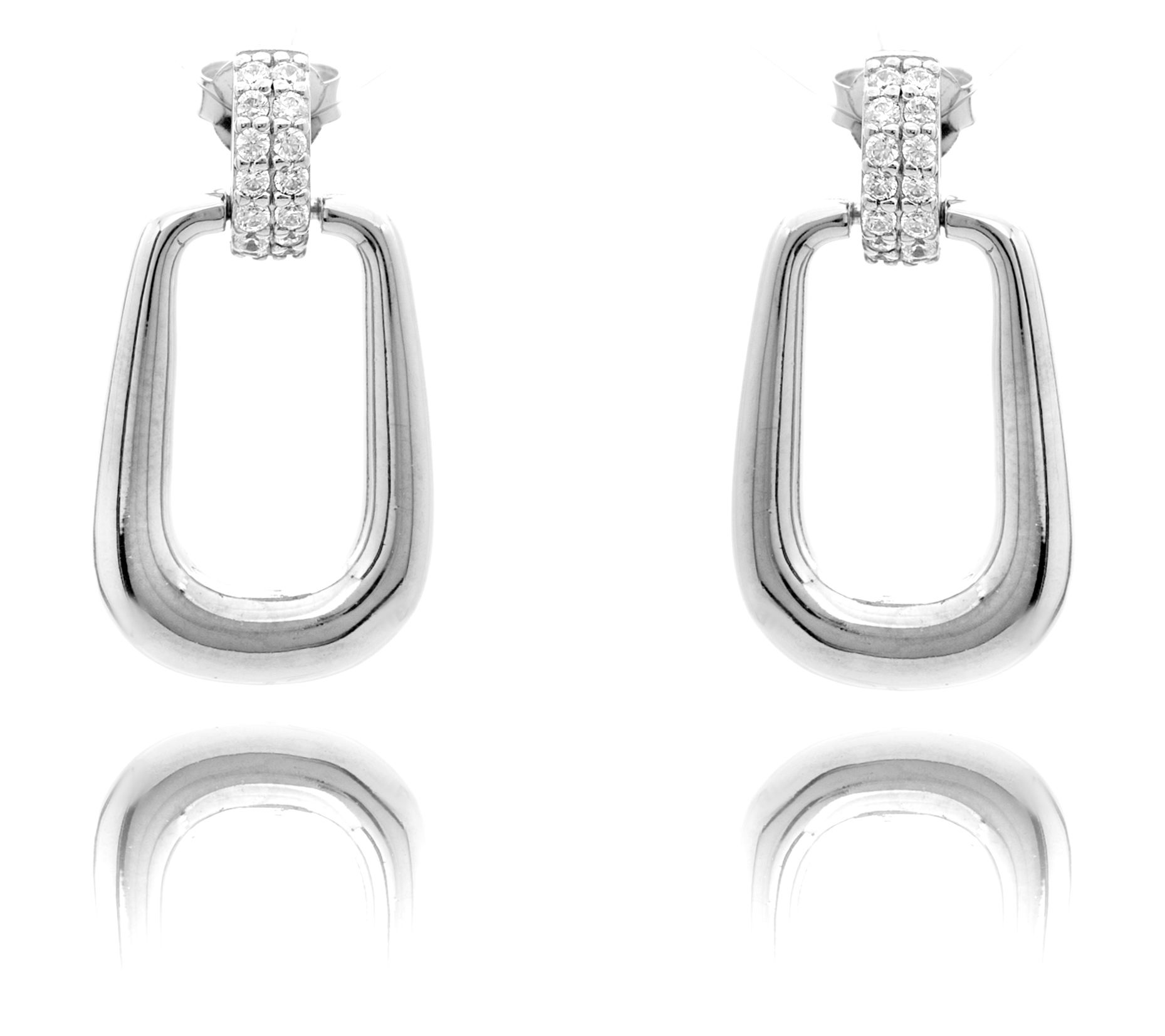 Diamonique Front Facing Hoop Earrings, SterlingSilver
