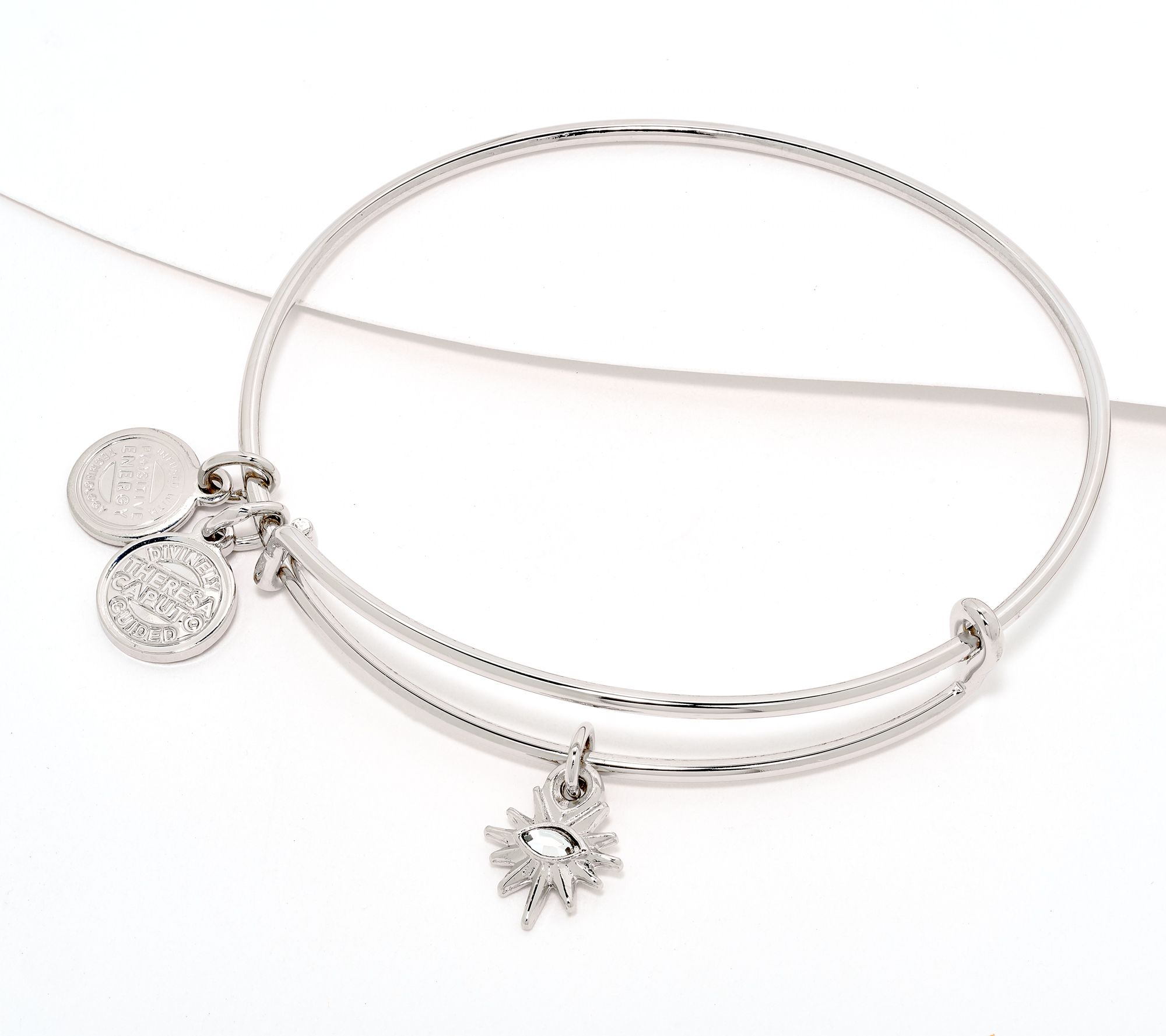 Divinely Guided by Theresa Caputo Wire Bangle w/ Charm Silvertone