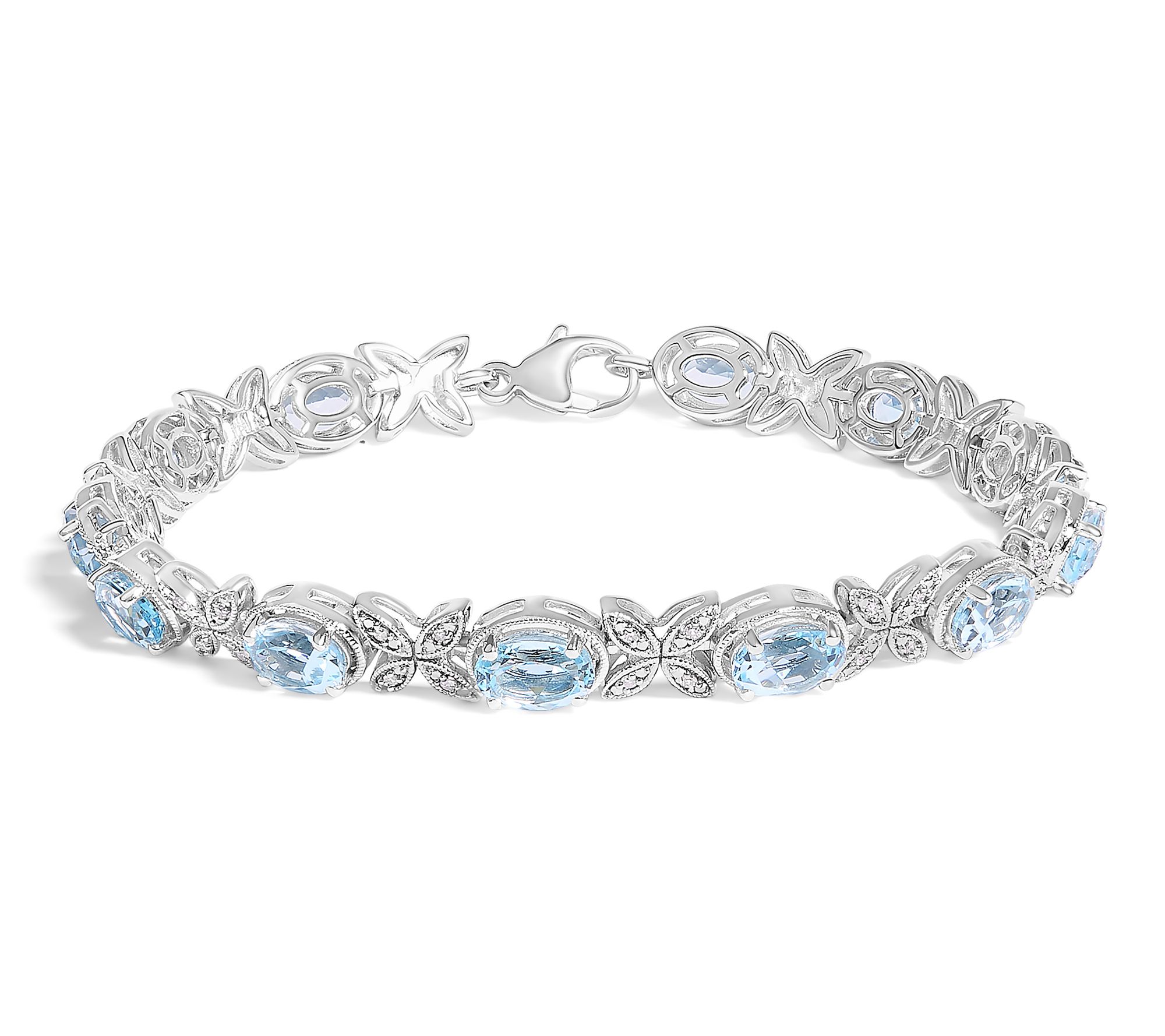 Haus of Brilliance Blue Topaz & Diamond Bracelet, Sterling