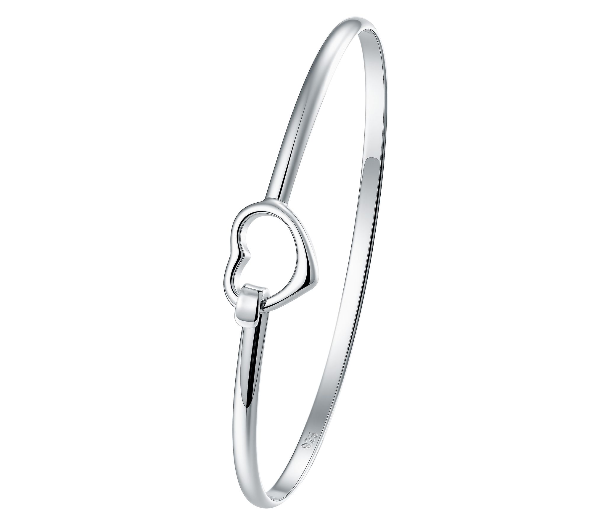 Silver Style Heart Shaped Center Bangle, Sterling