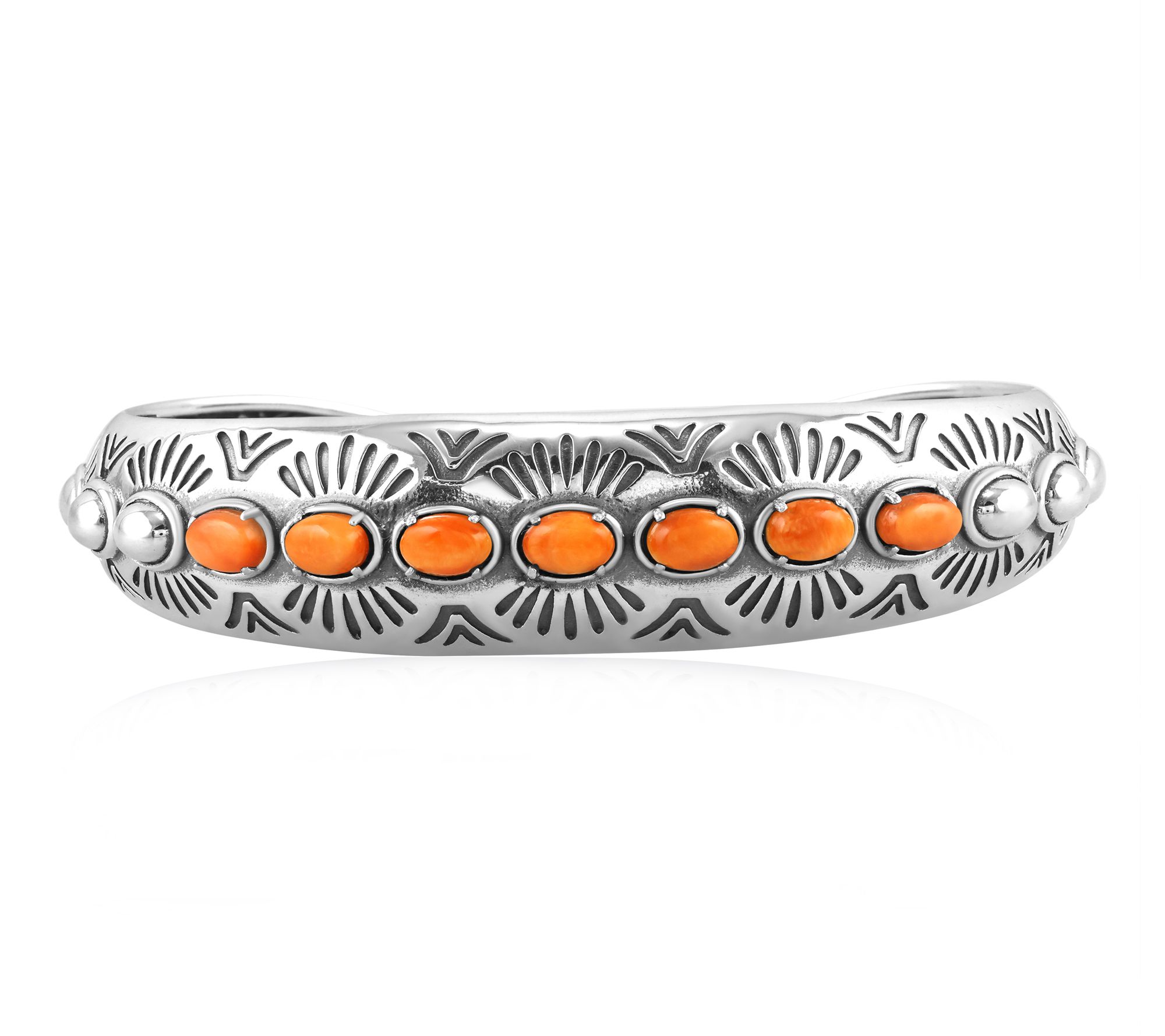 American West Sterling Silver Textured GemstoneCuff