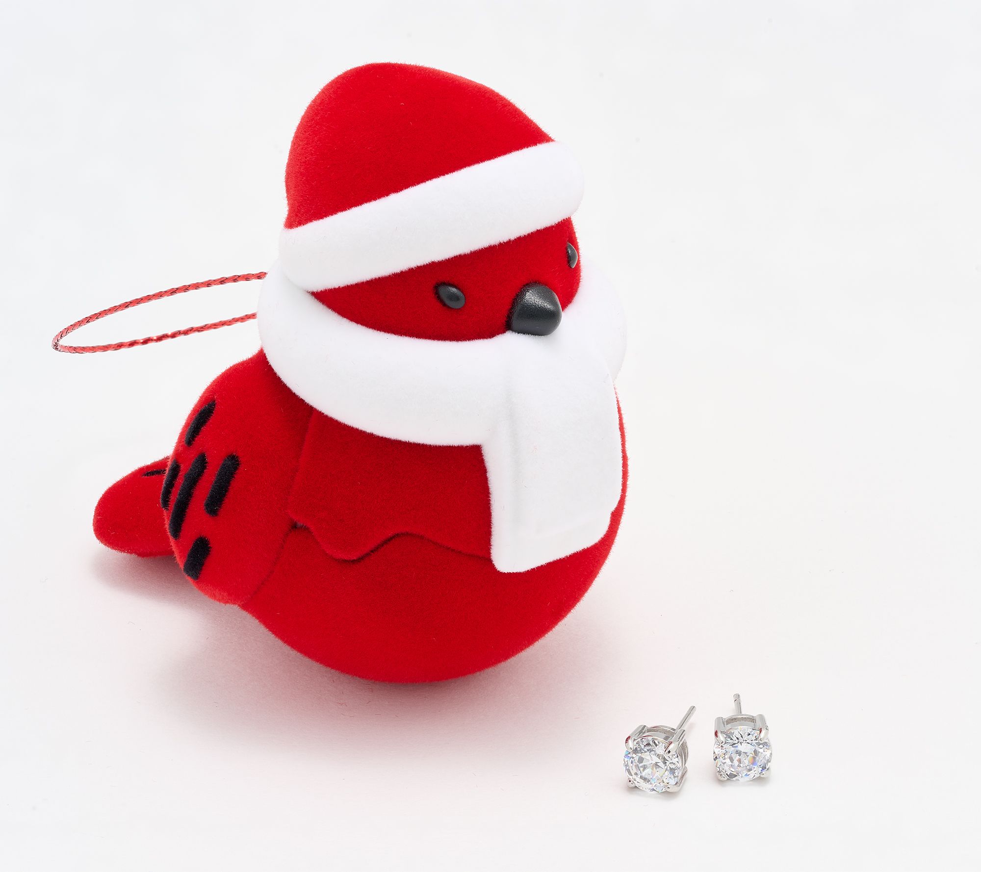 Steel by Diamonique 100 Facet Stud Earrings with Cardinal Box