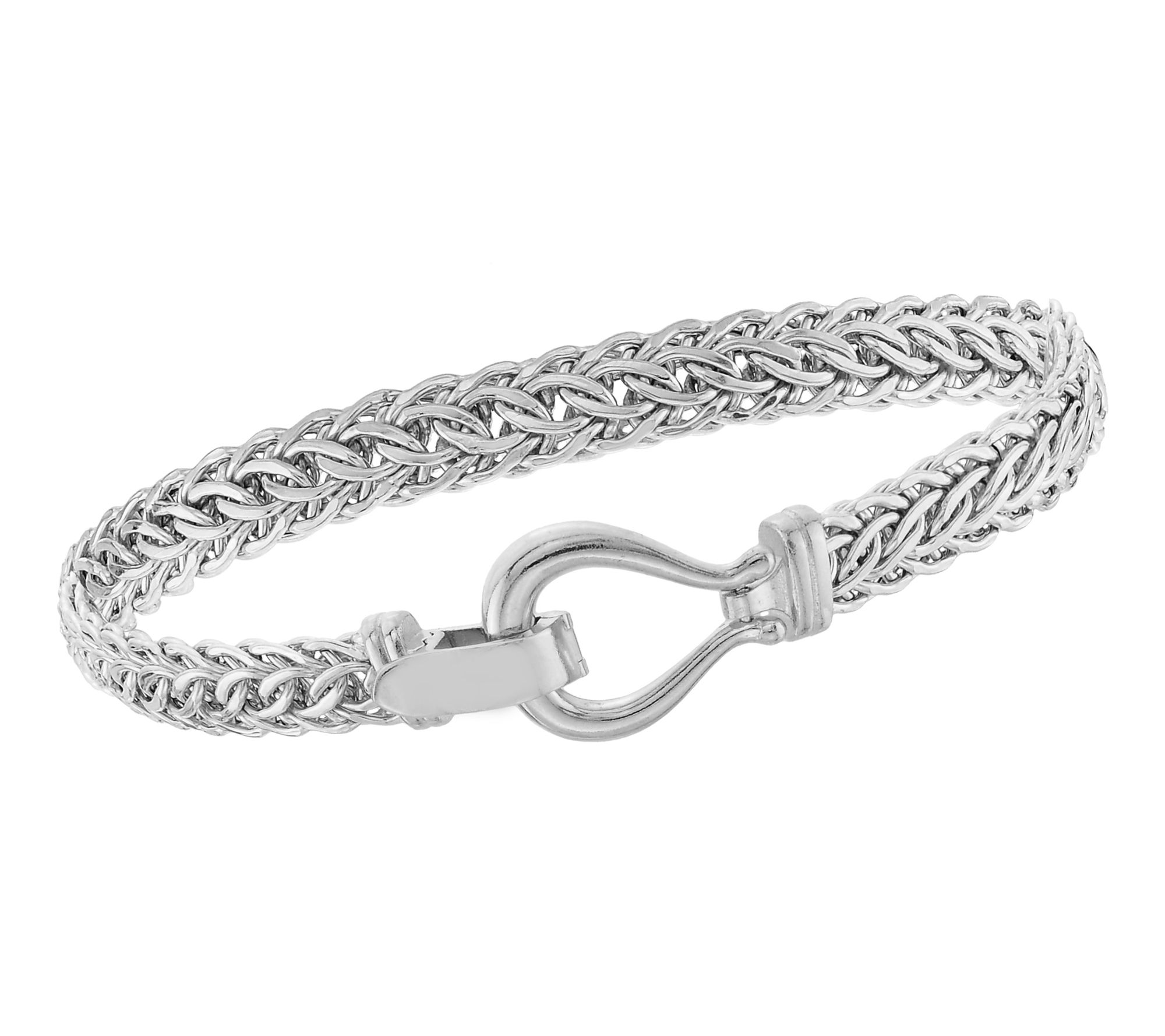 Silver Style Cestina Link  Buckle Clasp Bracelet, Sterling