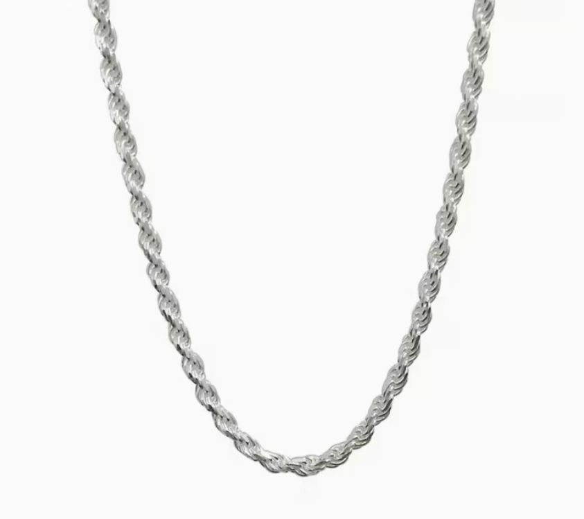 Alkeme Sterling Silver 20" Rope Chain Necklace