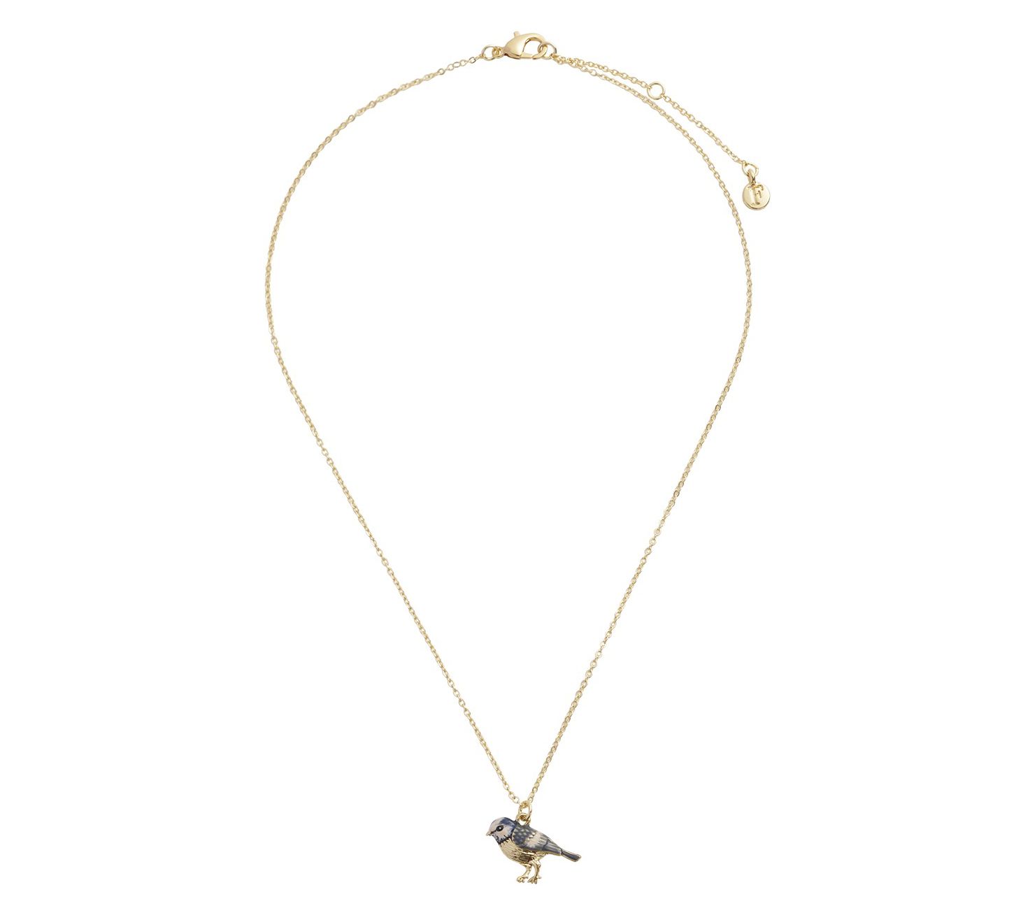 Fable England Enamel Blue Bird Necklace