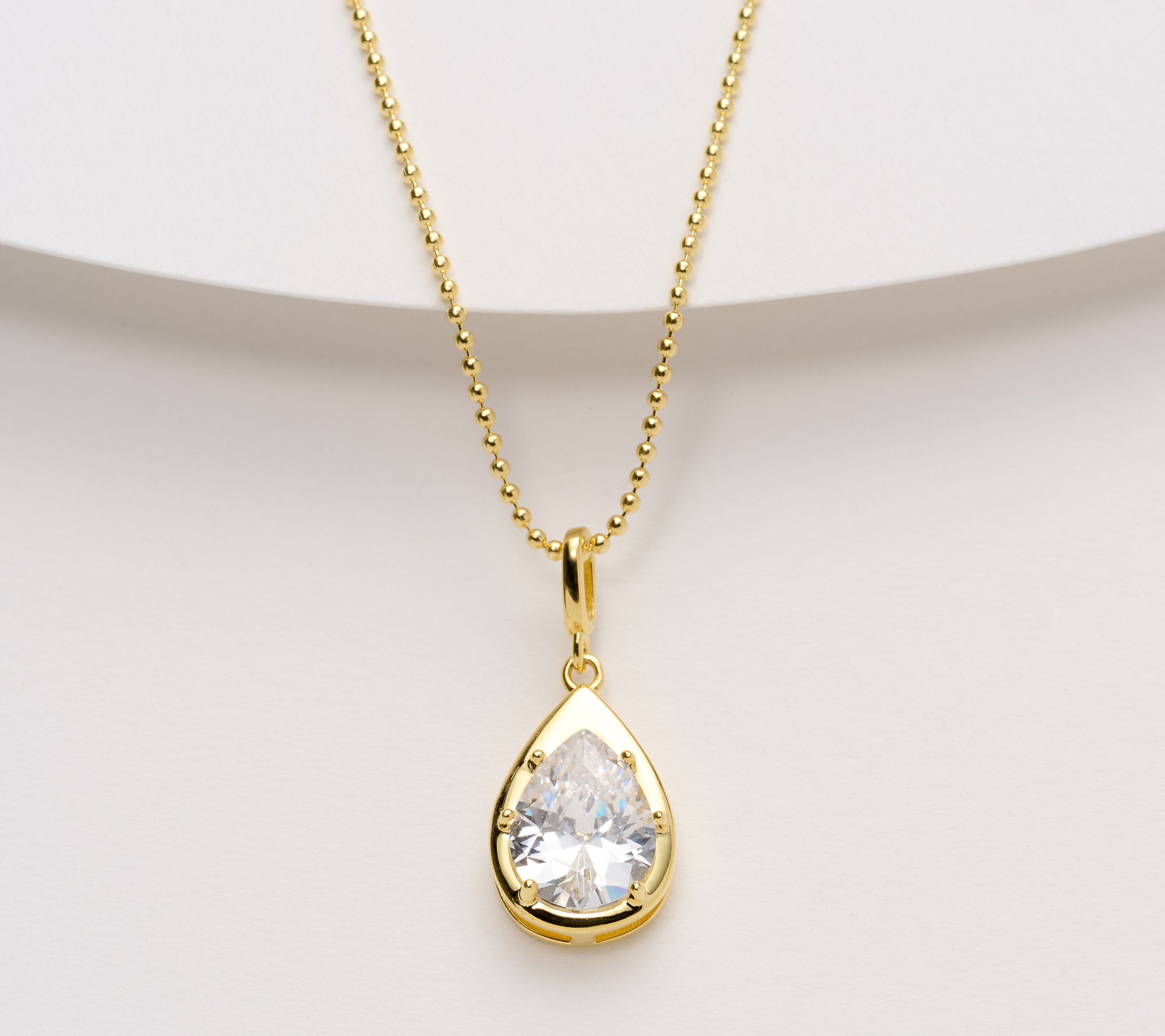 Diamonique Classics Pear Shaped Pendant Necklace, Sterl