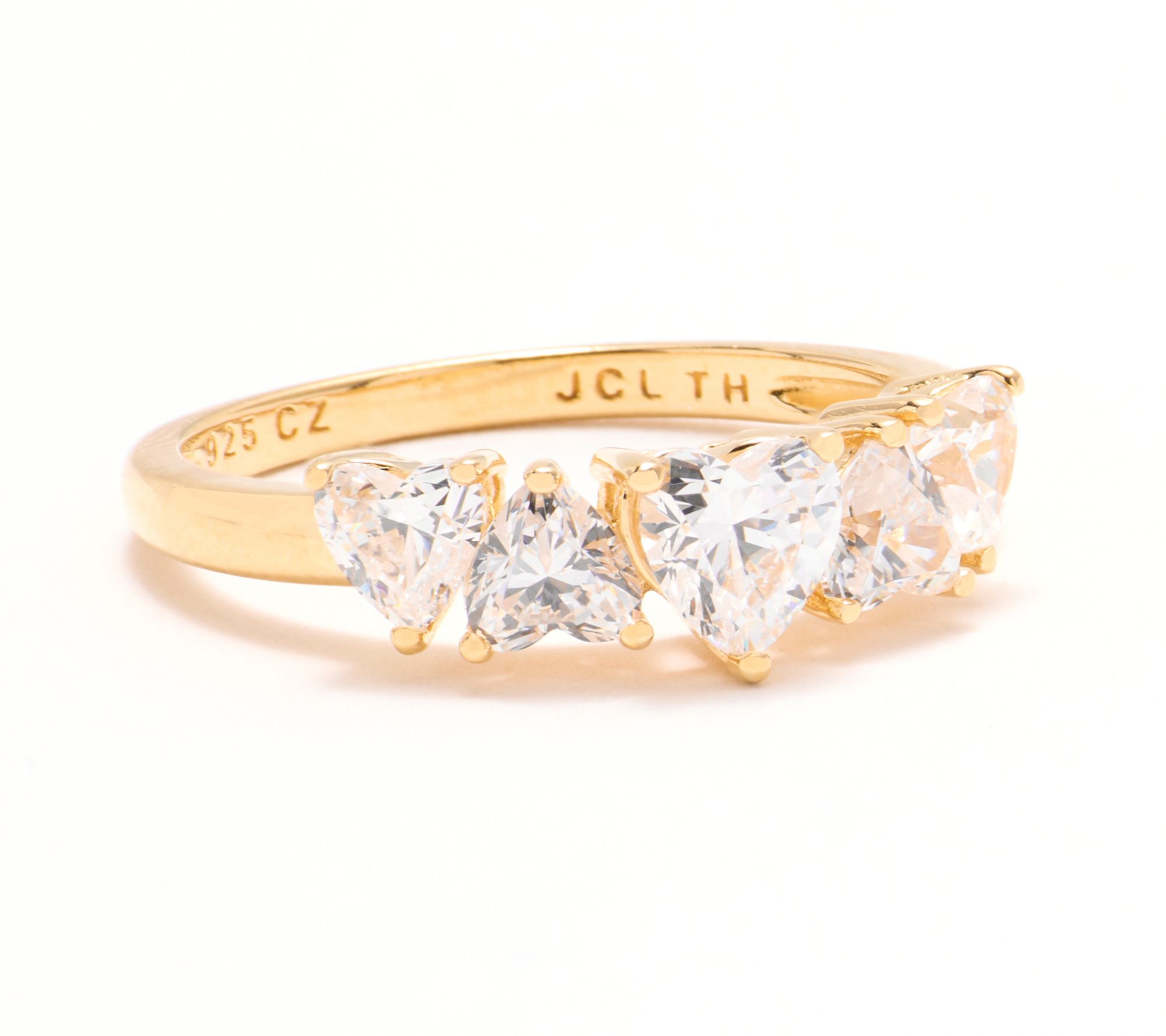 Diamonique Heart Cut 5-Stone Ring, Sterling Silver