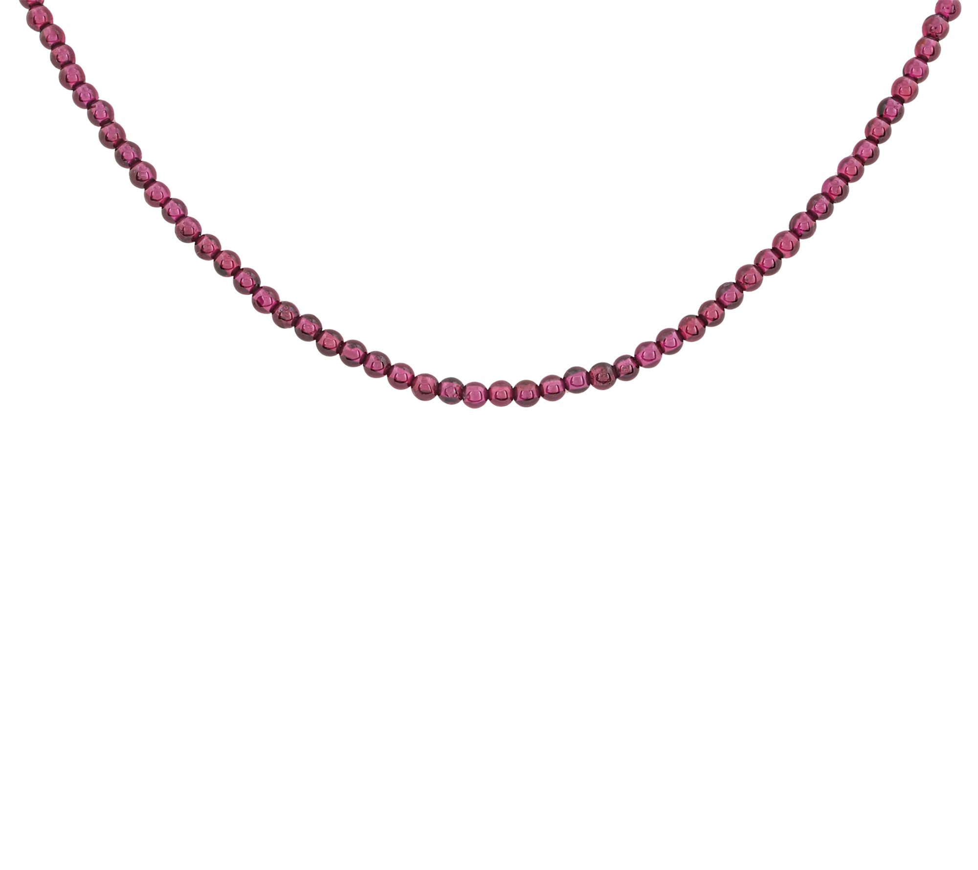 Sterling Silver Garnet Beaded Necklace
