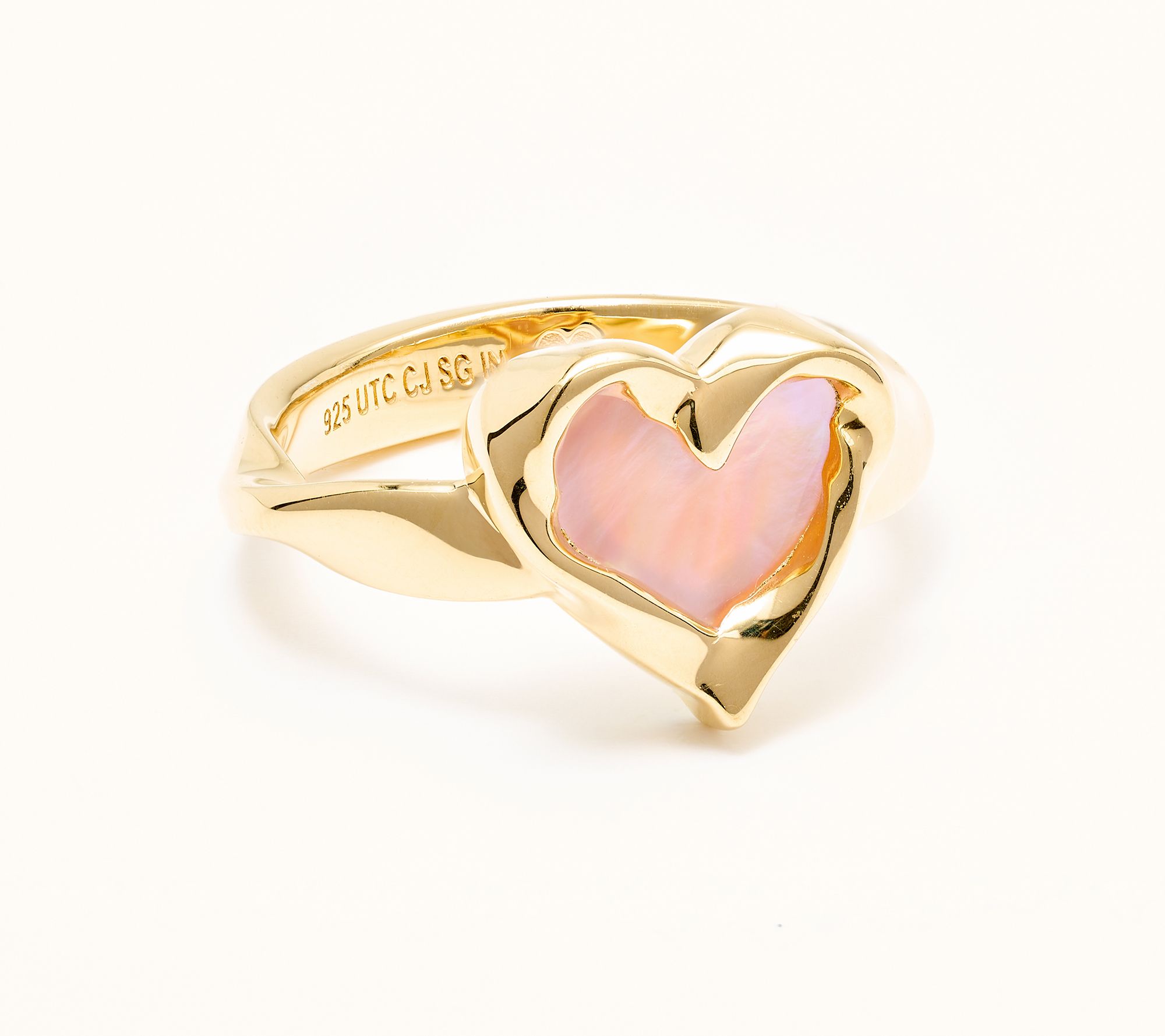 Christian James by Scott Grimes Mother-of-Pearl Heart Ripple Ring, 14K Clad