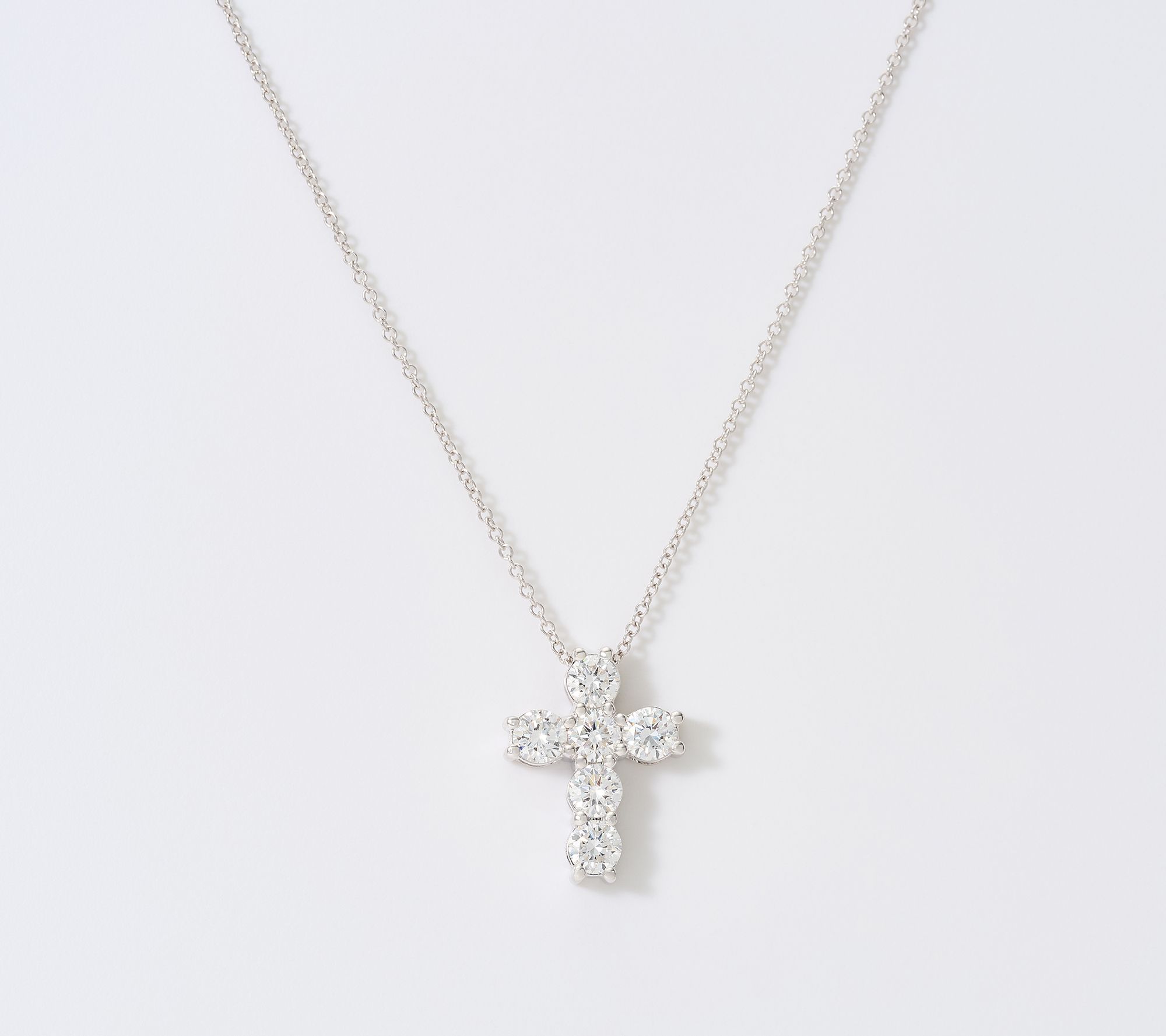 Effy 14K White Gold Lab Grown Diamond Cross Necklace