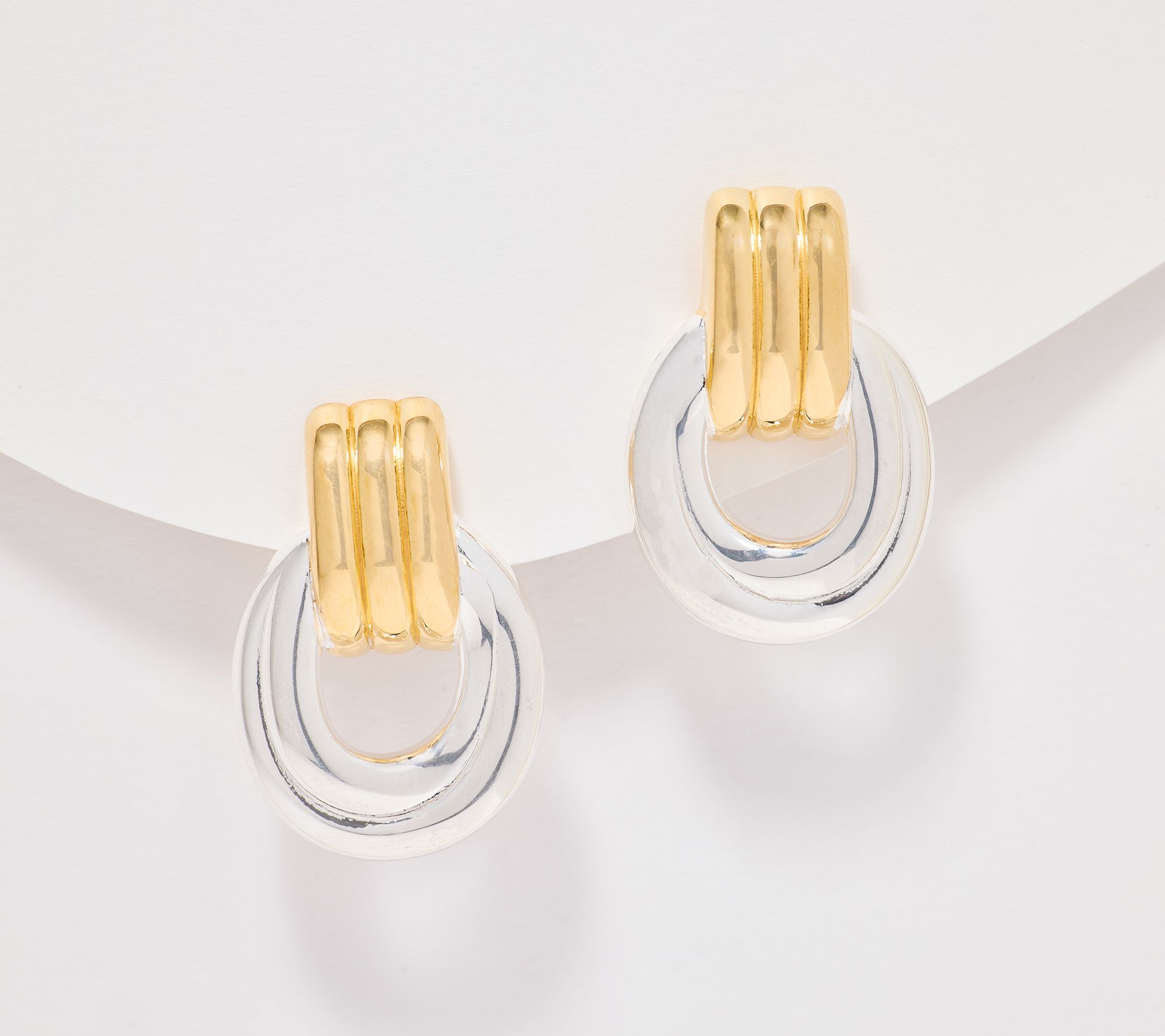 "As Is" UltraFine 950 Silver Ribbed Door Knocker Earrings