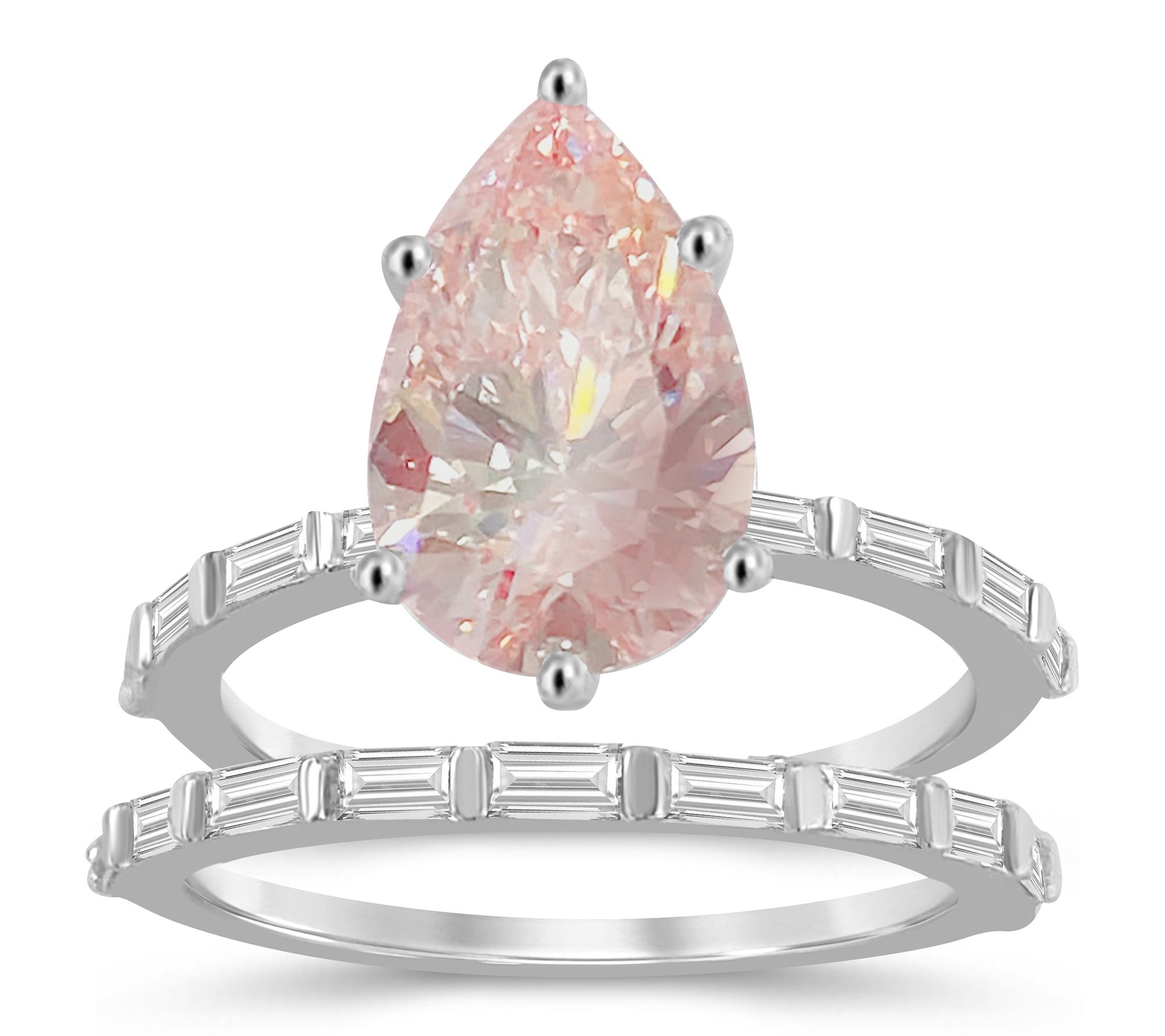 Fire Light 3.50 cttw Pink Lab Grown Diamond Ring Set, 14K Gold