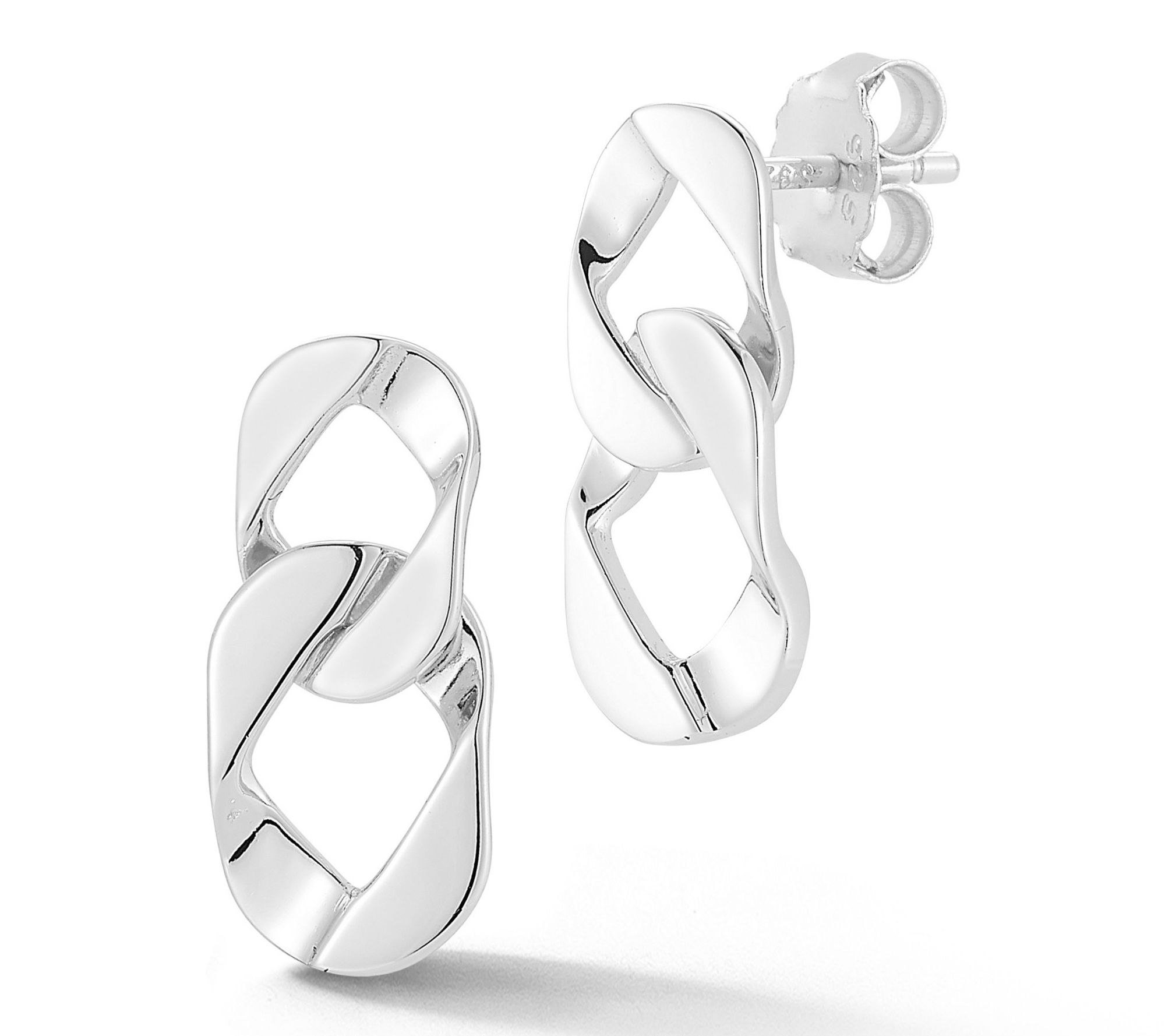 Rachel Zoe Double Curb Link Drop Earrings, Sterling
