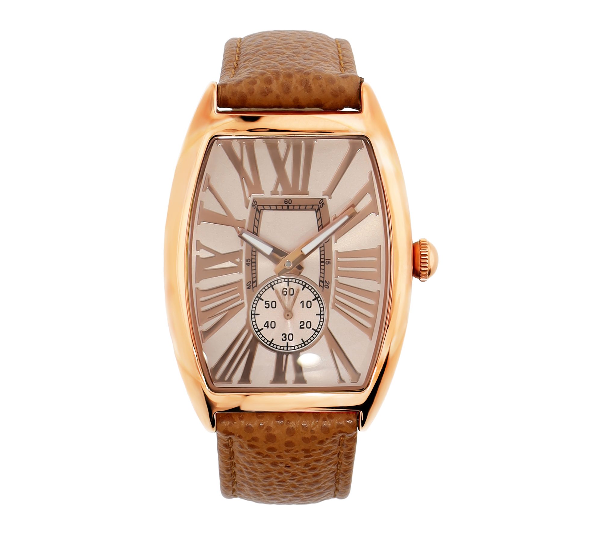 Bronzo Italia Roman Numeral Dial Leather StrapWatch