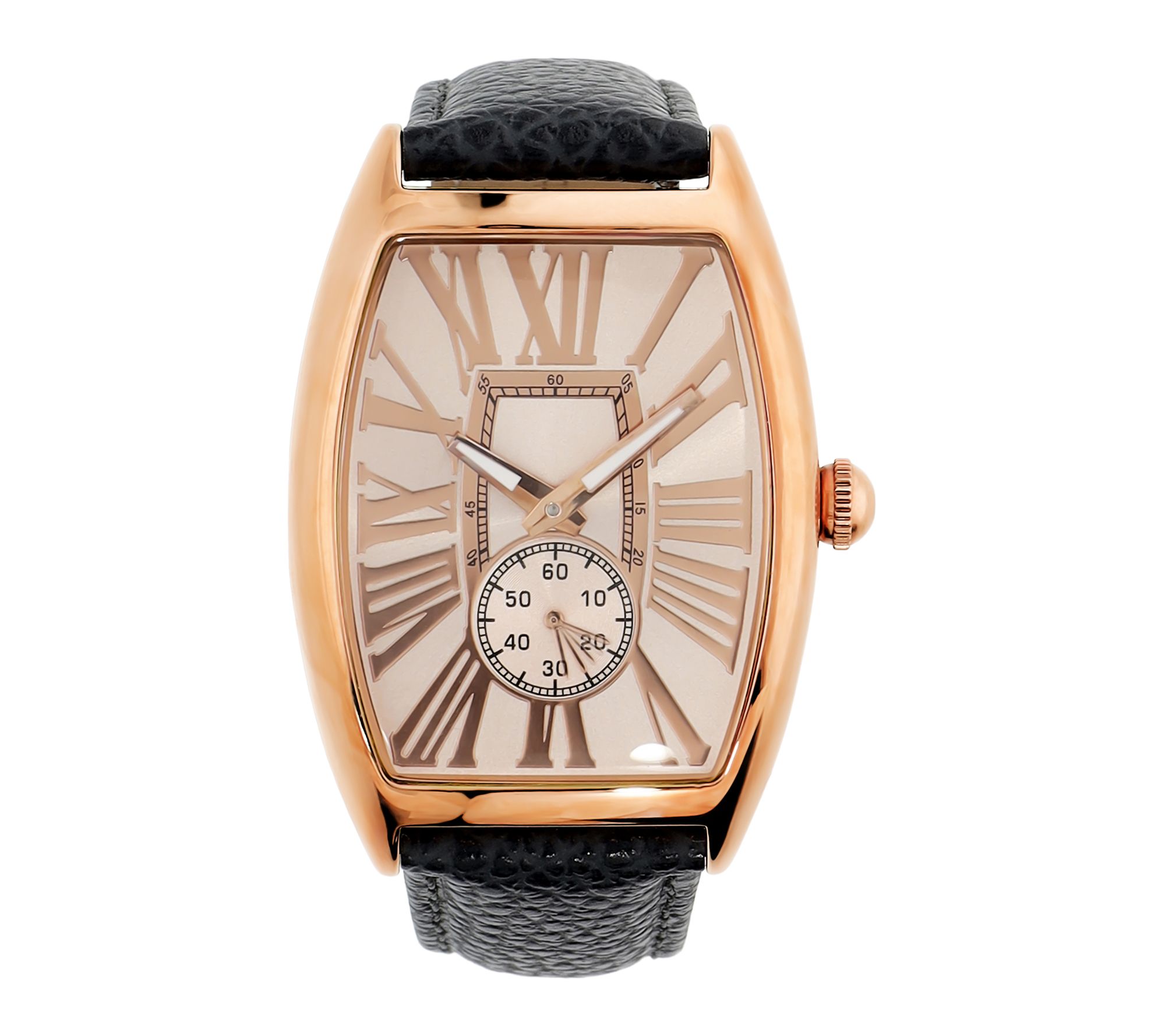 Bronzo Italia Roman Numeral Dial Leather StrapWatch