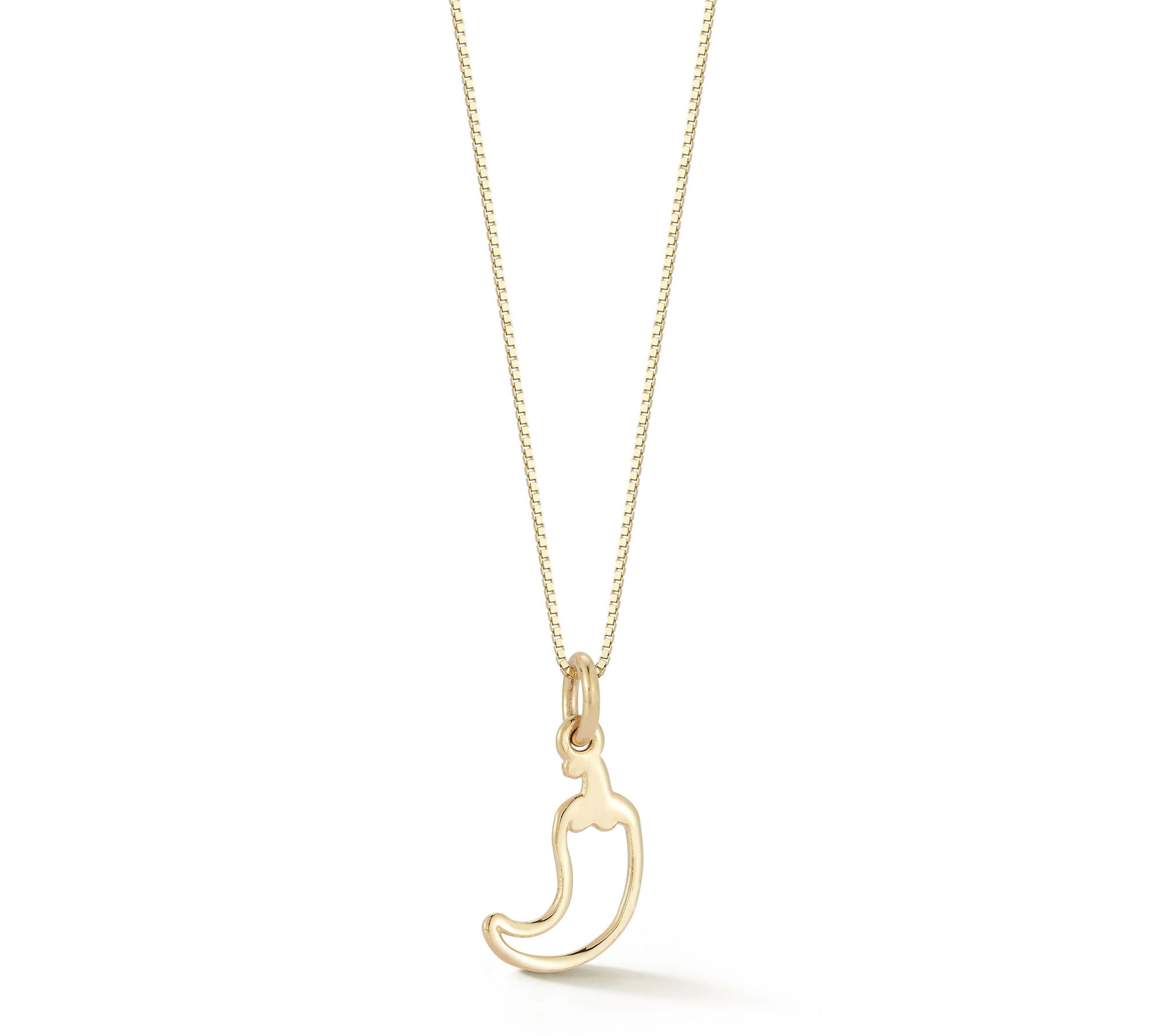 Italian Gold Chili Pepper Pendant w/ Chain, 14K