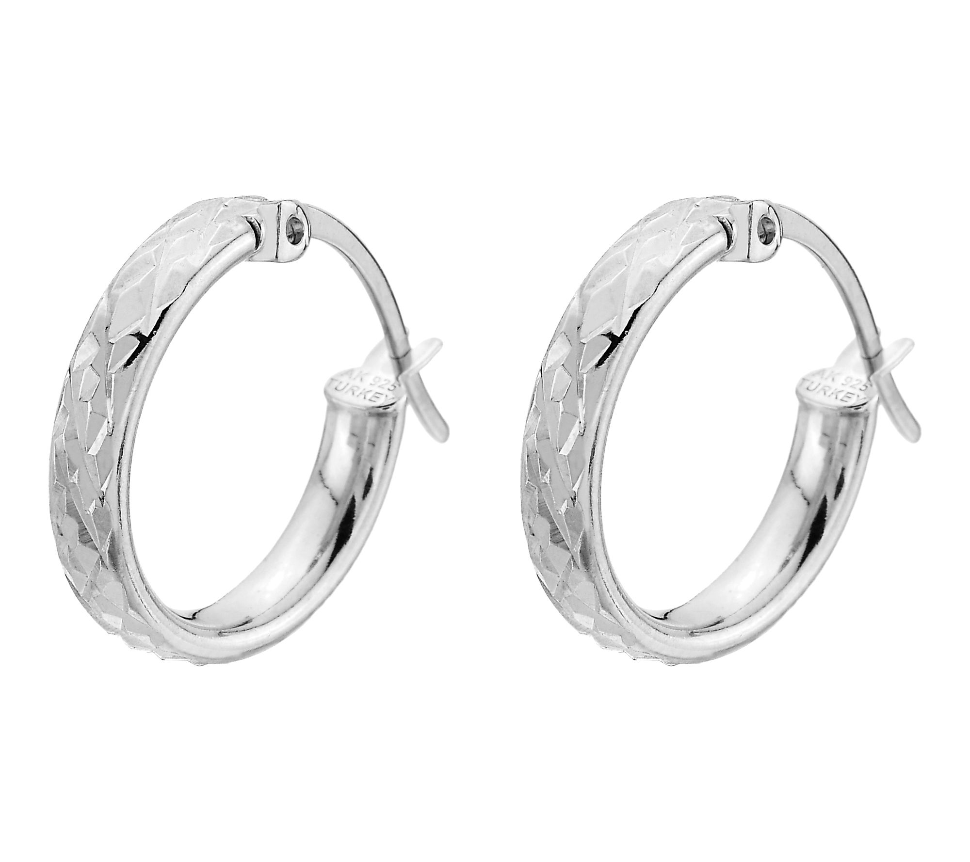 Silver Style 1/2" Star Diamond Cut Hoop Earring, Sterling