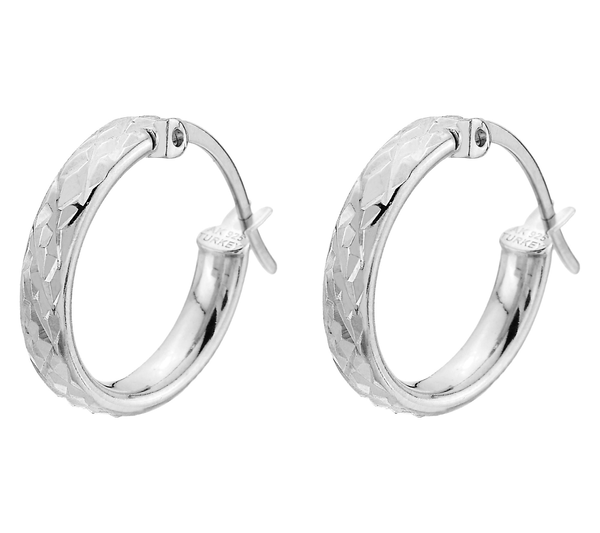 Silver Style 1/2" Star Diamond Cut Hoop Earrings, Sterling
