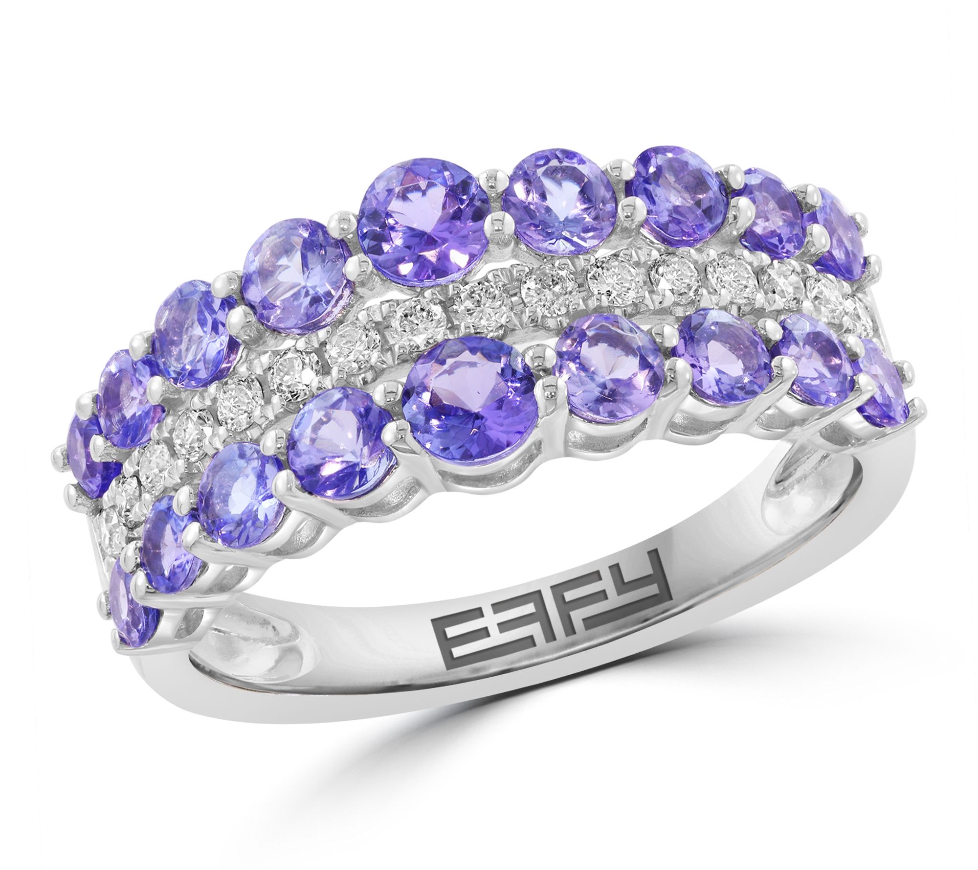 Effy Diamond & Tanzanite Multi-Row Ring, 14K White Gold