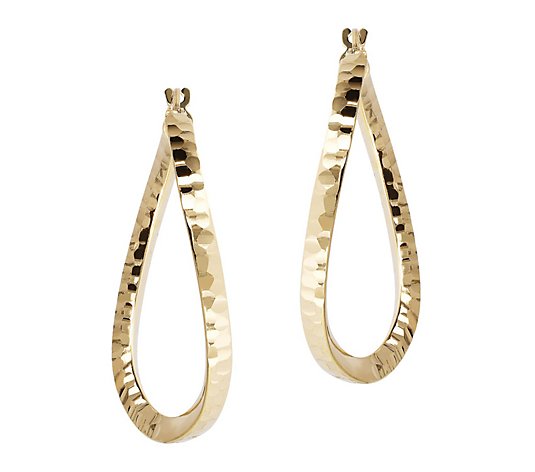 Veronese 18K Clad 1-1/2" Diamond-Cut Hoop Earrings